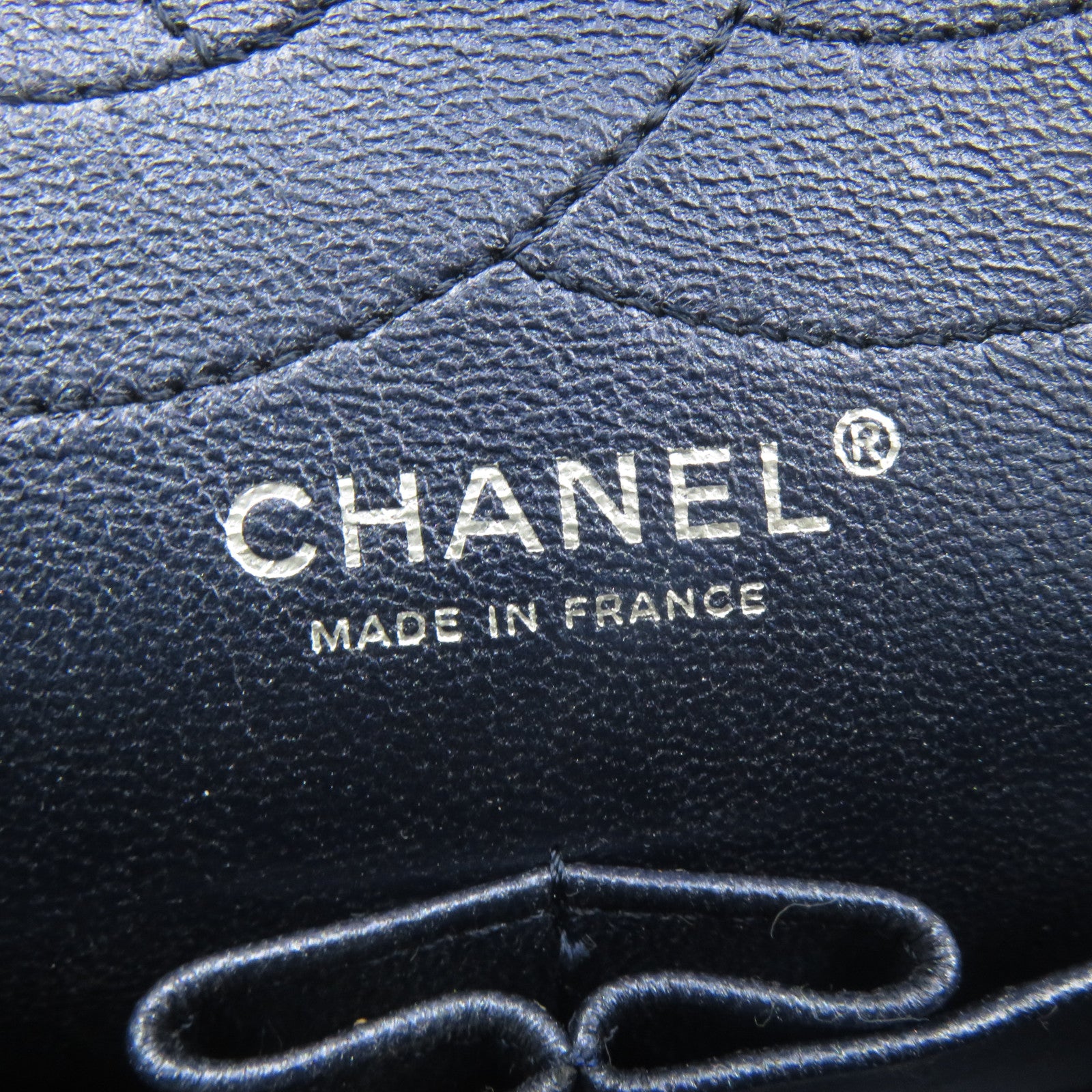 CHANEL **【清倉大減價】菱格牛皮皮革2.55 Chain Shoulder銀扣鏈帶肩背袋藍色