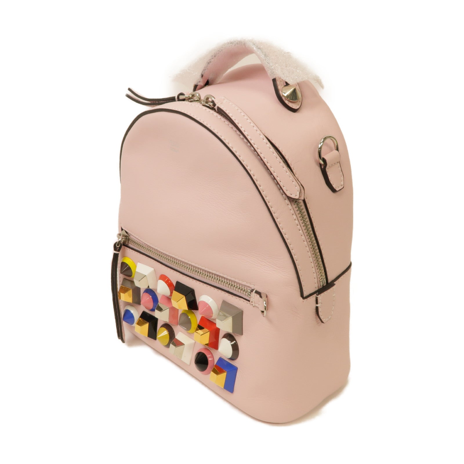 FENDI 牛皮皮革2way Shoulder Bag銀扣手挽肩背兩用袋粉紅色