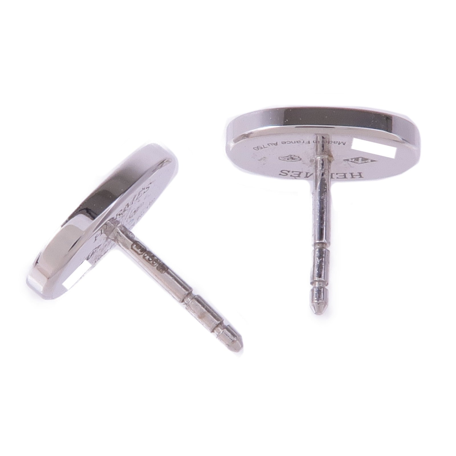 HERMES 18K白金Chaine d'ancre Contour Stud Earrings鑽石耳環