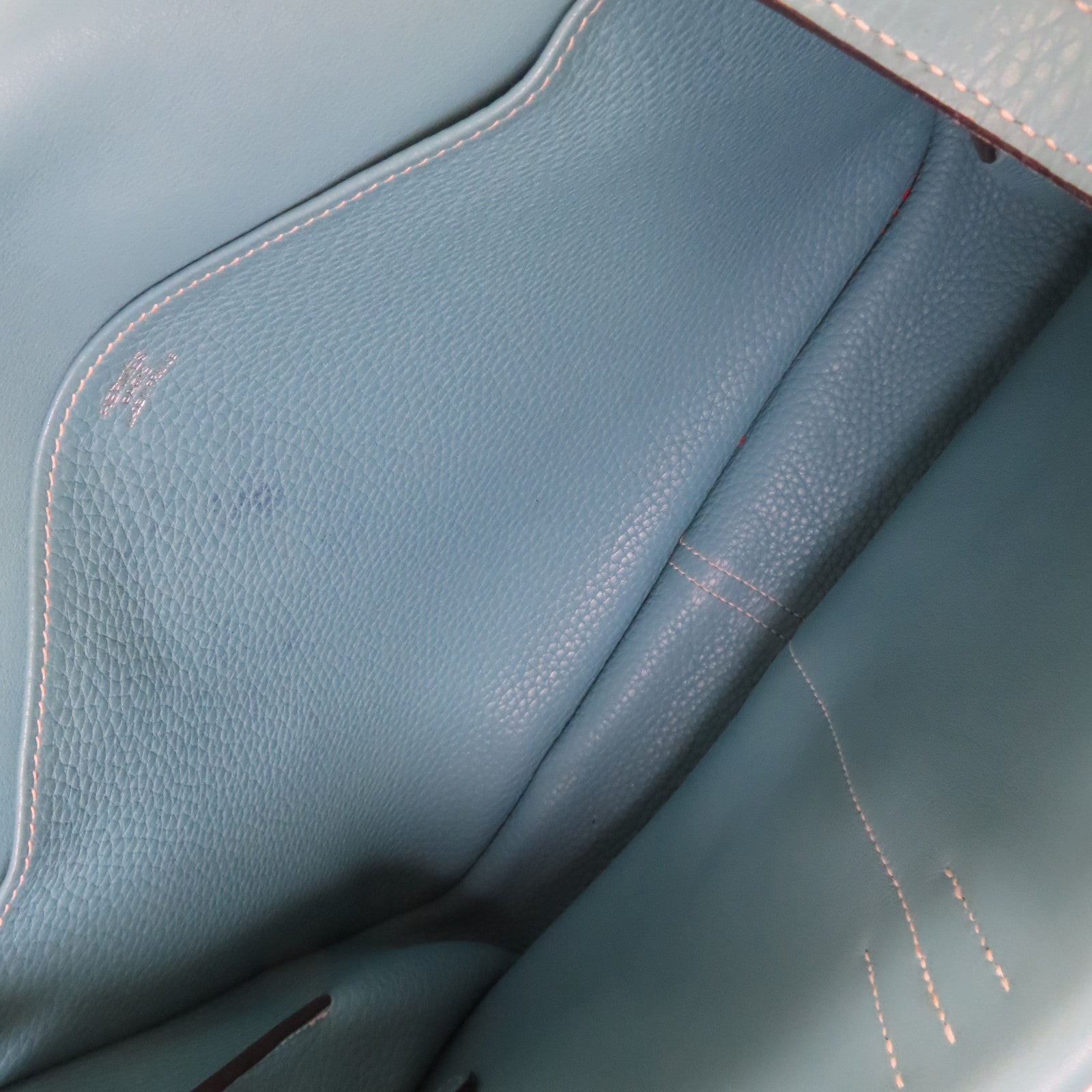 HERMES 【激減優惠】Clemence皮革Halzan 31 2Way Shoulder Bag銀扣手挽肩背兩用袋Bleu Jean牛仔藍色
