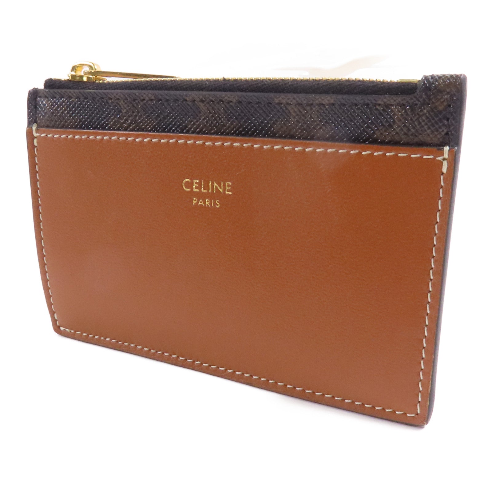 CELINE 塗層帆布/牛皮皮革Card Holder金扣卡片套