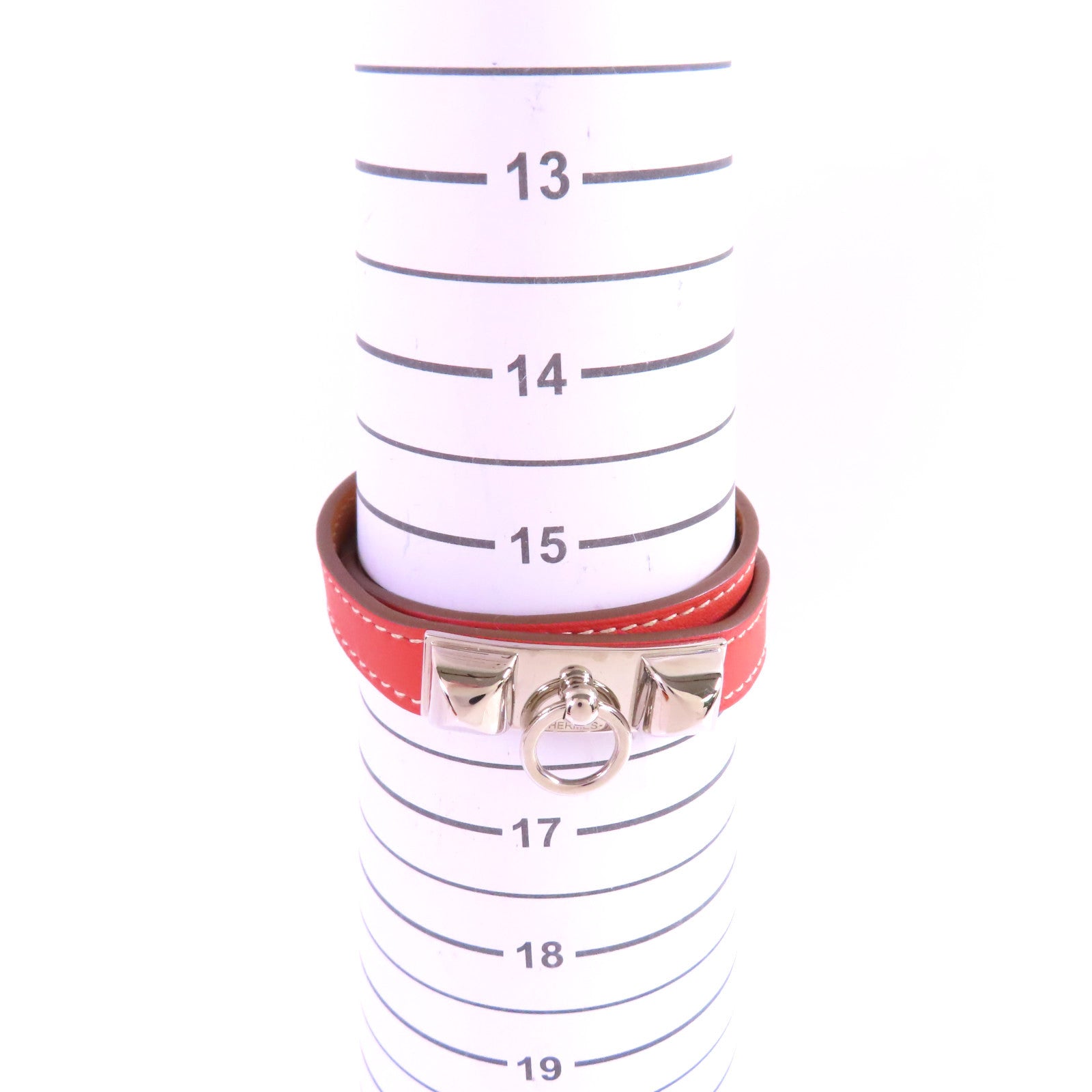 HERMES Swift皮革Rivale Double Tour T5Bracelet銀扣手帶