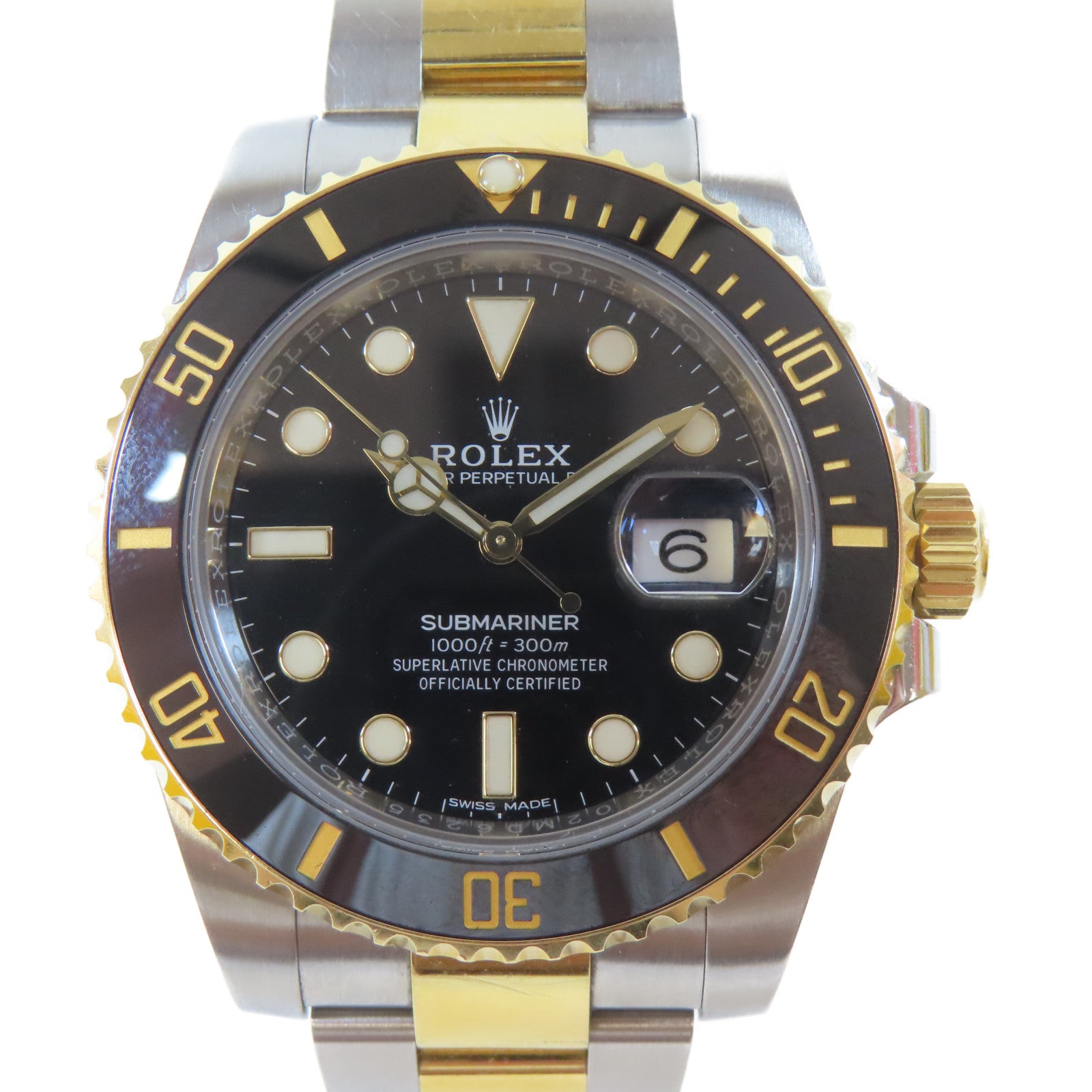 ROLEX Submarinar Date 18K黃金/不鏽鋼手錶自動機芯黑色