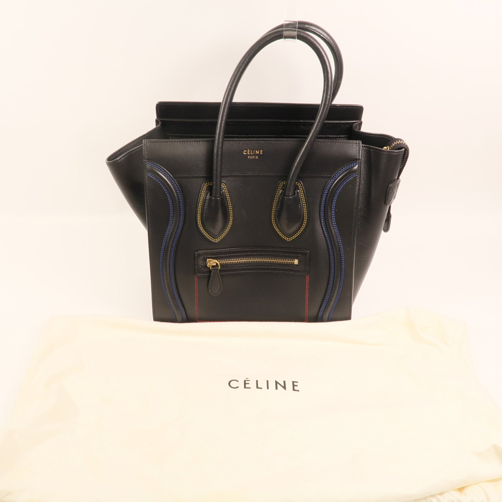 CELINE 牛皮皮革Micro Luggage金扣手挽袋