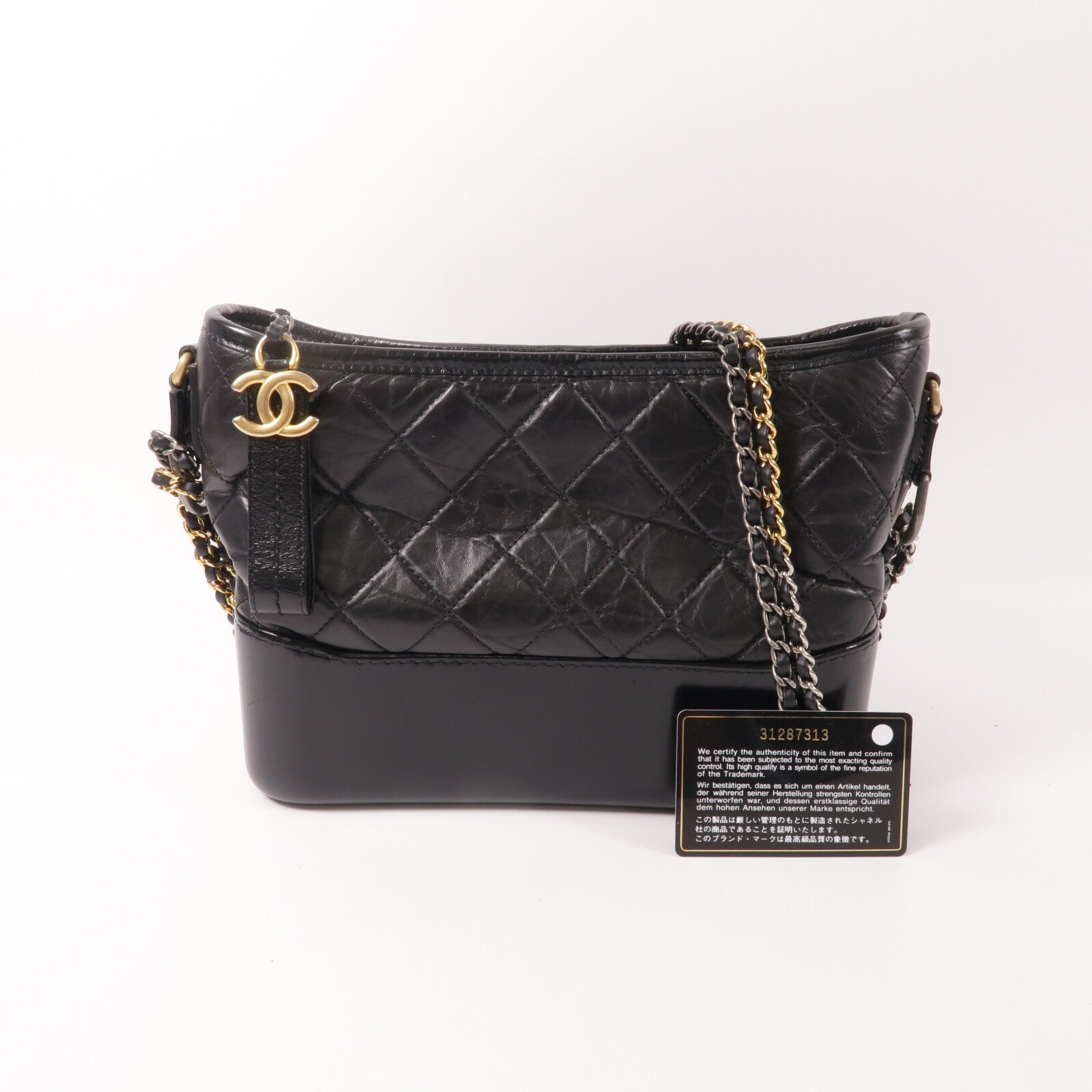 CHANEL 牛皮皮革Gabrielle Medium鏈帶肩背袋