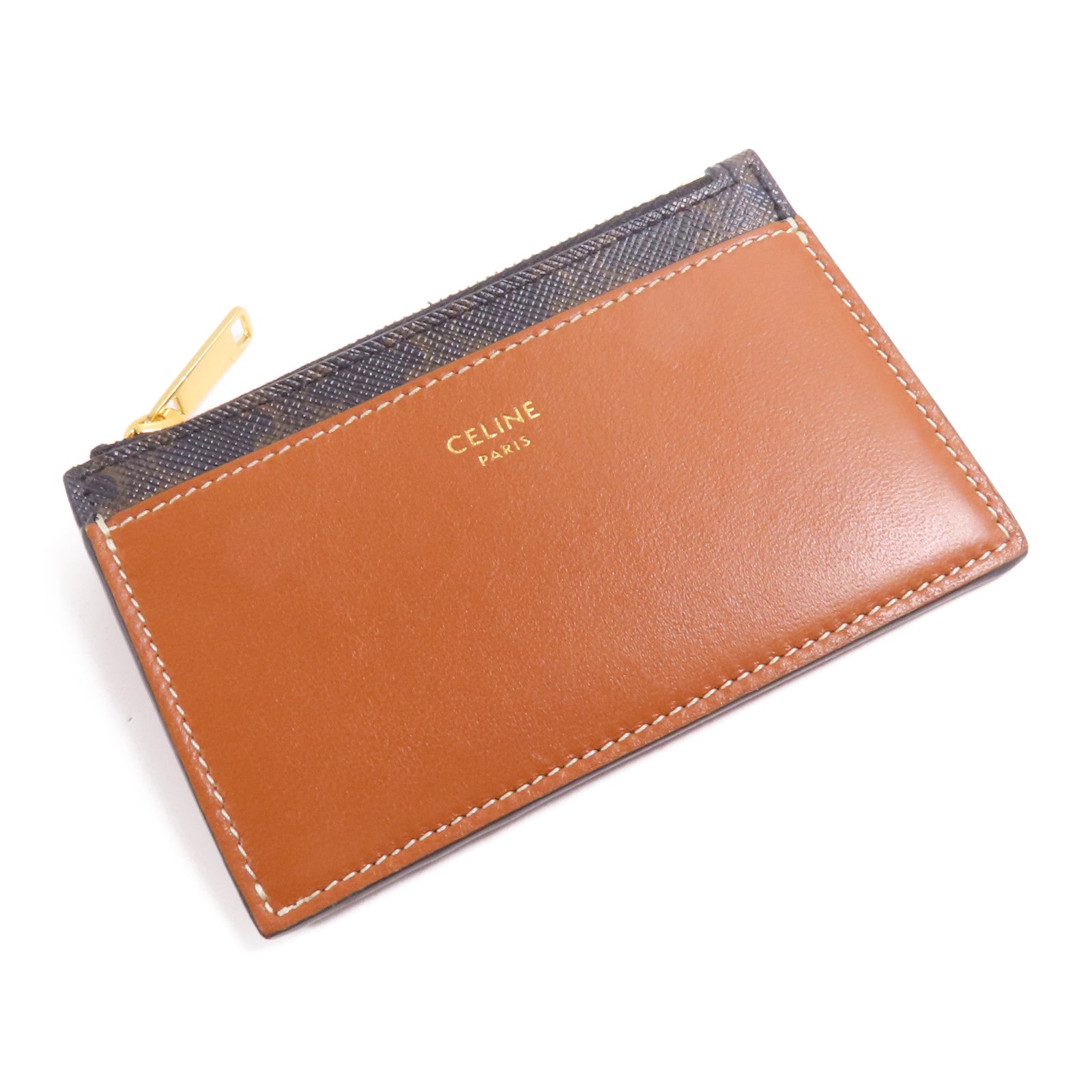 CELINE 塗層帆布/牛皮皮革Card Holder金扣卡片套