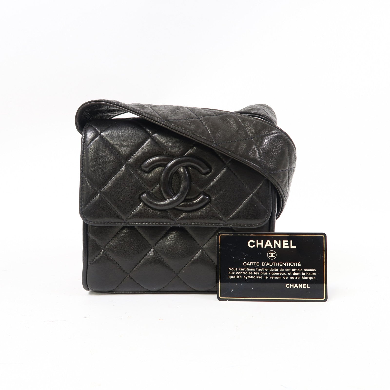 CHANEL 菱格羊皮皮革Shoulder Bag金扣肩背袋黑色