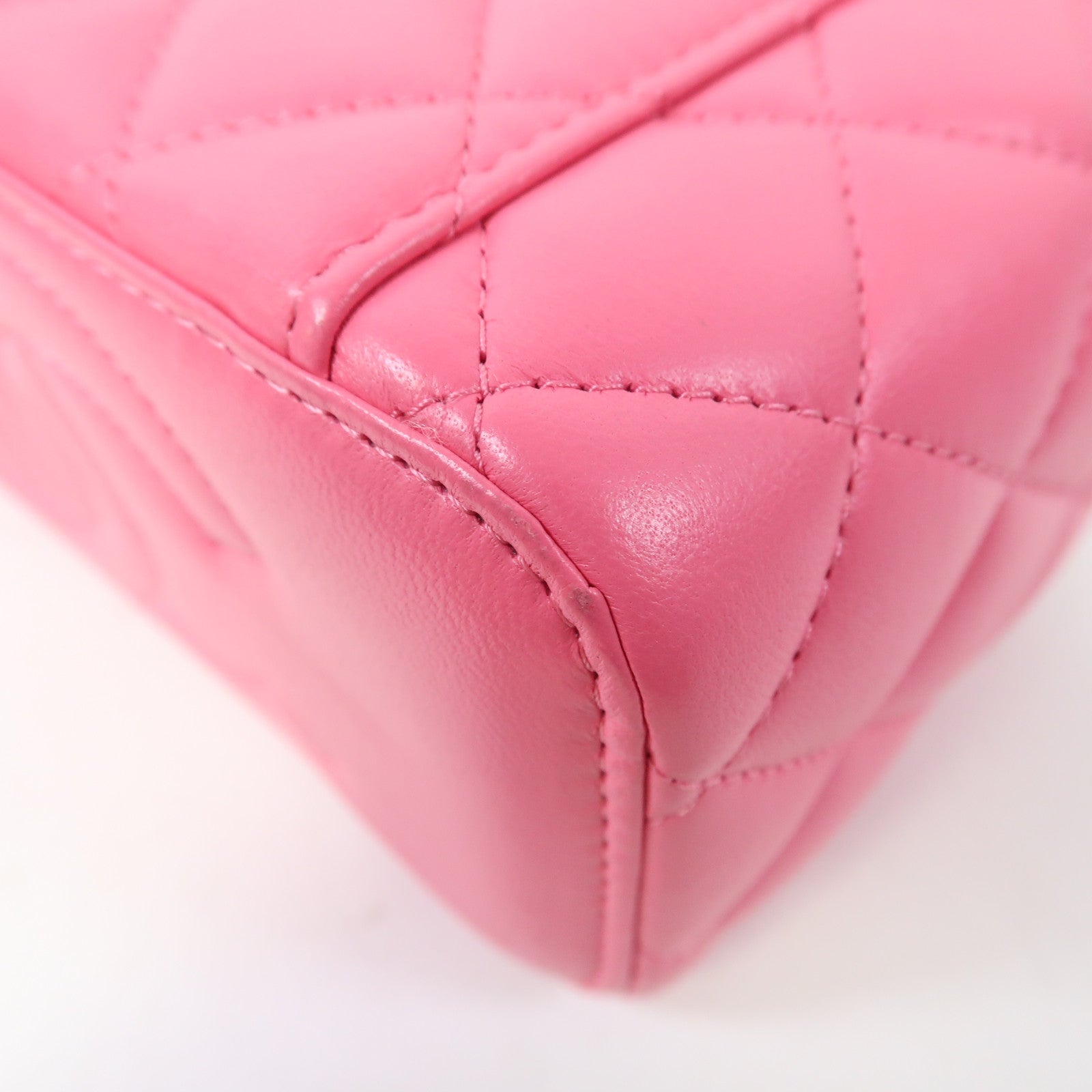 CHANEL 【激減優惠】菱格羊皮皮革Chanel Box Bag金扣鏈帶肩背袋粉紅色