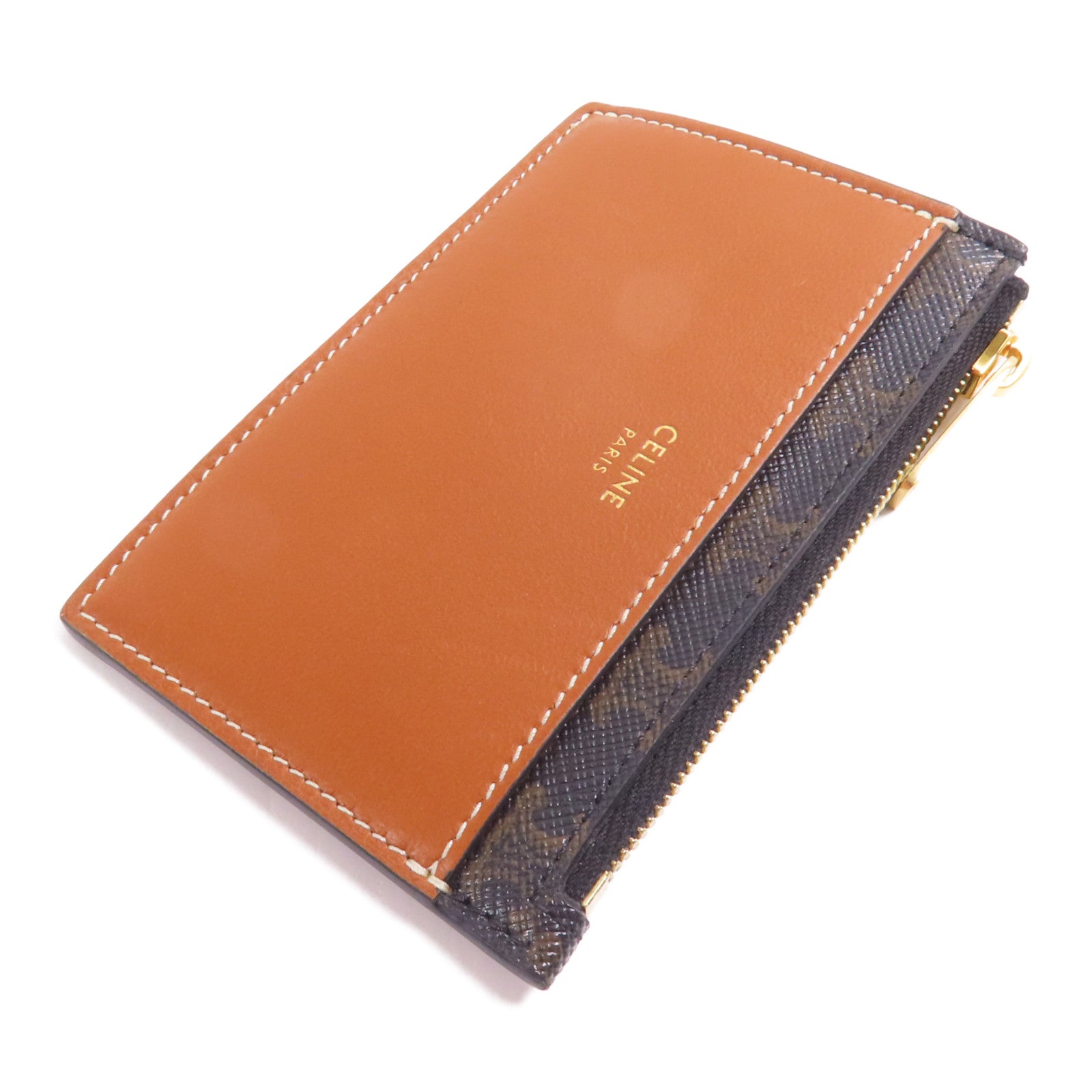 CELINE 塗層帆布/牛皮皮革Card Holder金扣卡片套