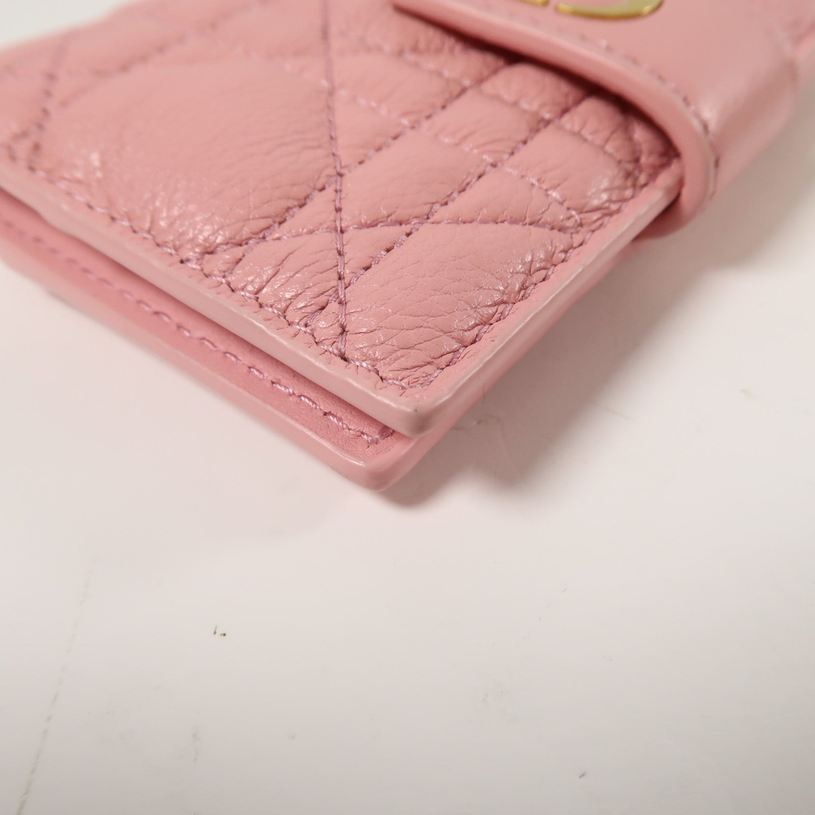 Dior 羊皮皮革Card Case金扣卡片套粉紅色