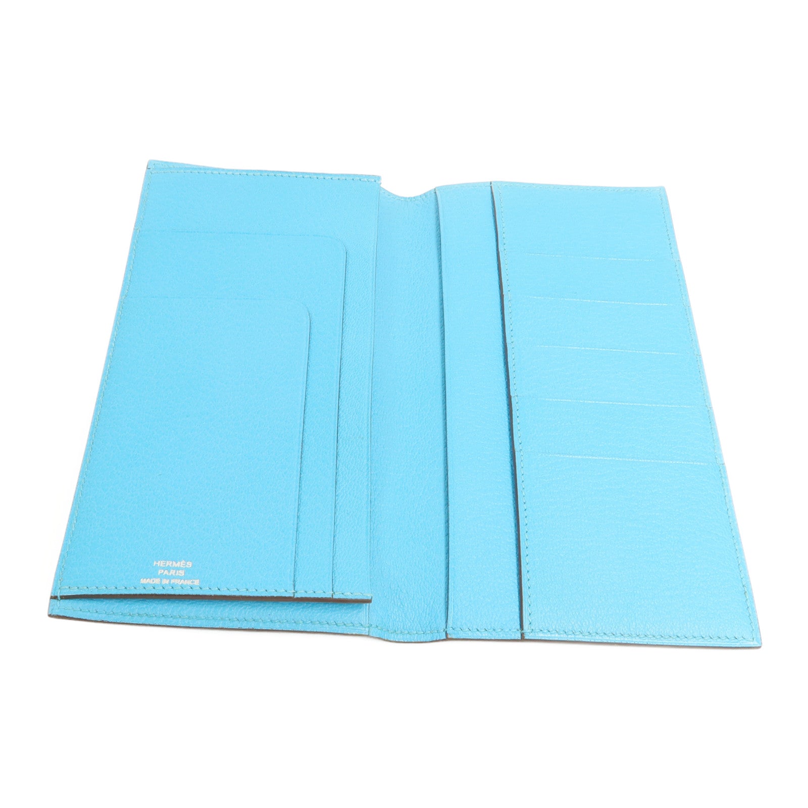 HERMES 山羊皮革Evelyne Wallet長錢包Celeste