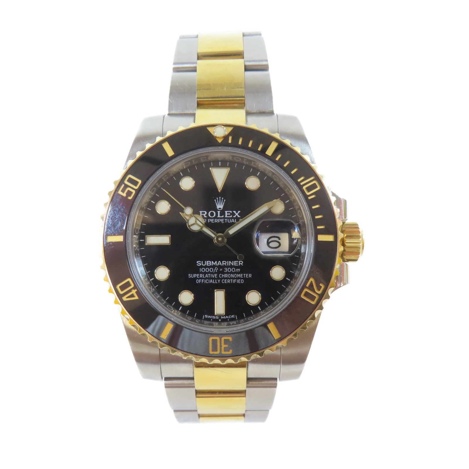 ROLEX Submarinar Date 18K黃金/不鏽鋼手錶自動機芯黑色
