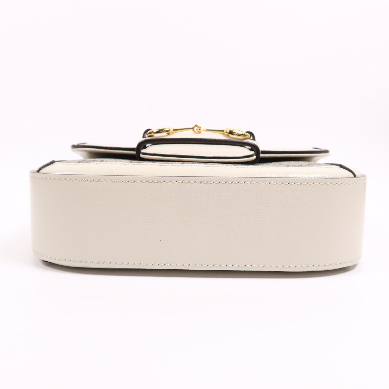 GUCCI 塗層帆布/牛皮皮革Horsebit 1955金扣肩背袋