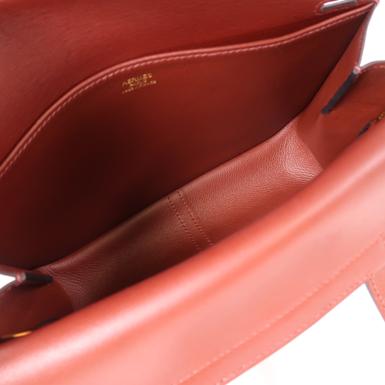 HERMES Evercolor皮革Halzan 25金扣手挽肩背兩用袋Rouge H