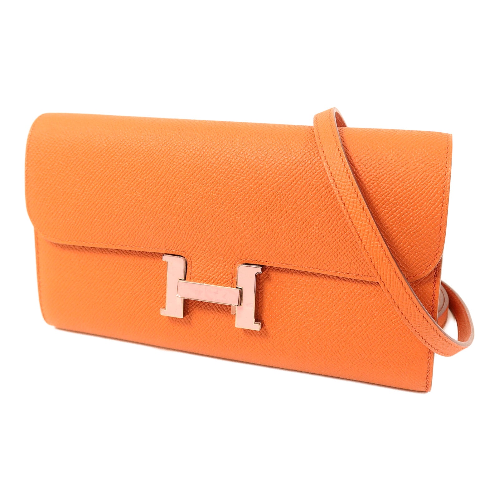 HERMES Epsom皮革Constance To Go銀扣肩背袋Terre Battue/Pink