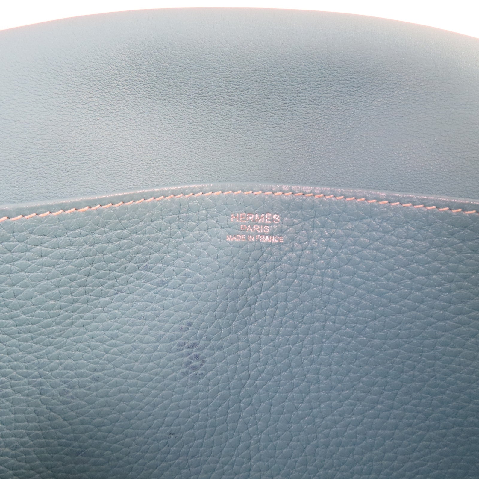 HERMES 【激減優惠】Clemence皮革Halzan 31 2Way Shoulder Bag銀扣手挽肩背兩用袋Bleu Jean牛仔藍色