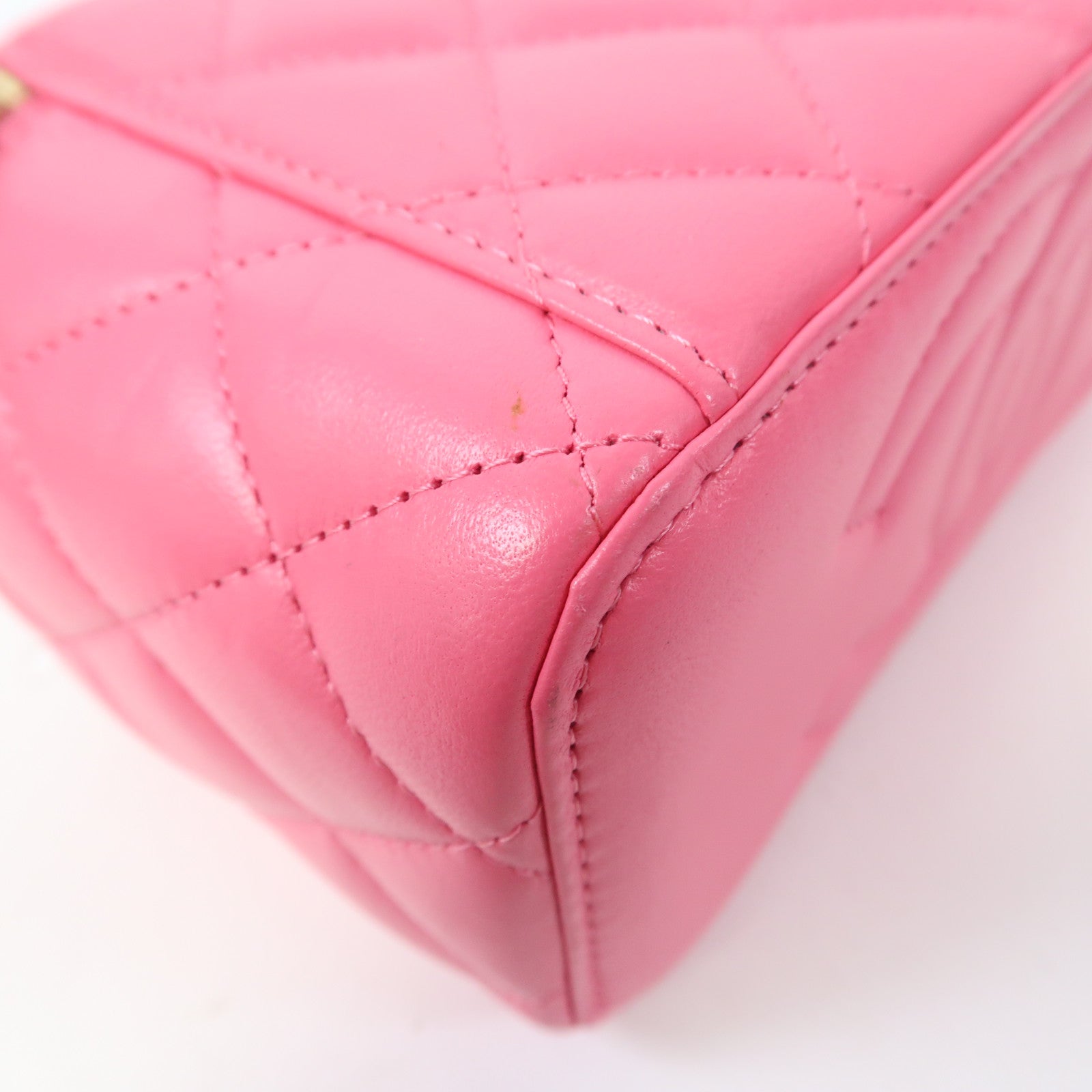 CHANEL 【激減優惠】菱格羊皮皮革Chanel Box Bag金扣鏈帶肩背袋粉紅色