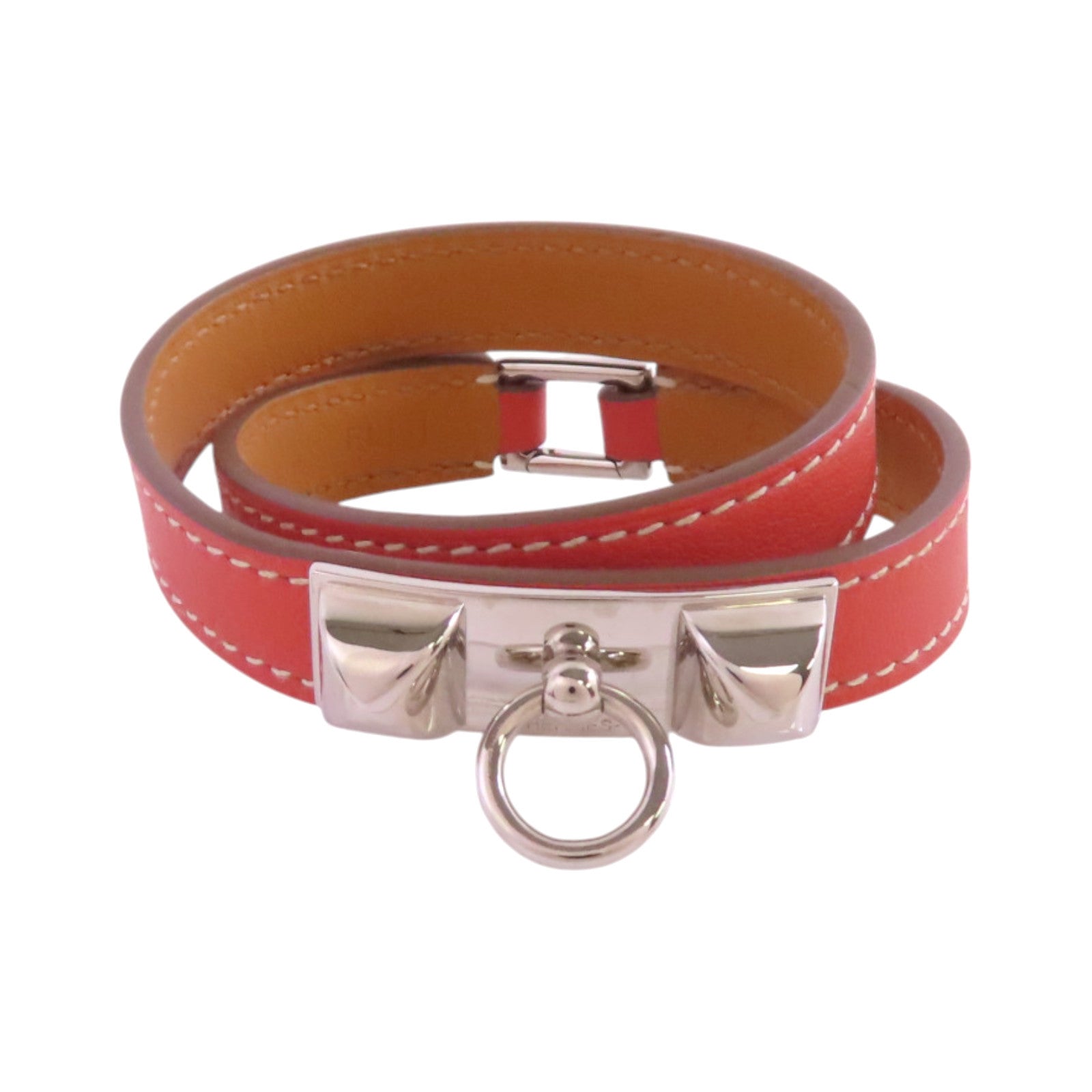 HERMES PHW Rivale Double Tour T5 Bracelet Bangle Swift Leather