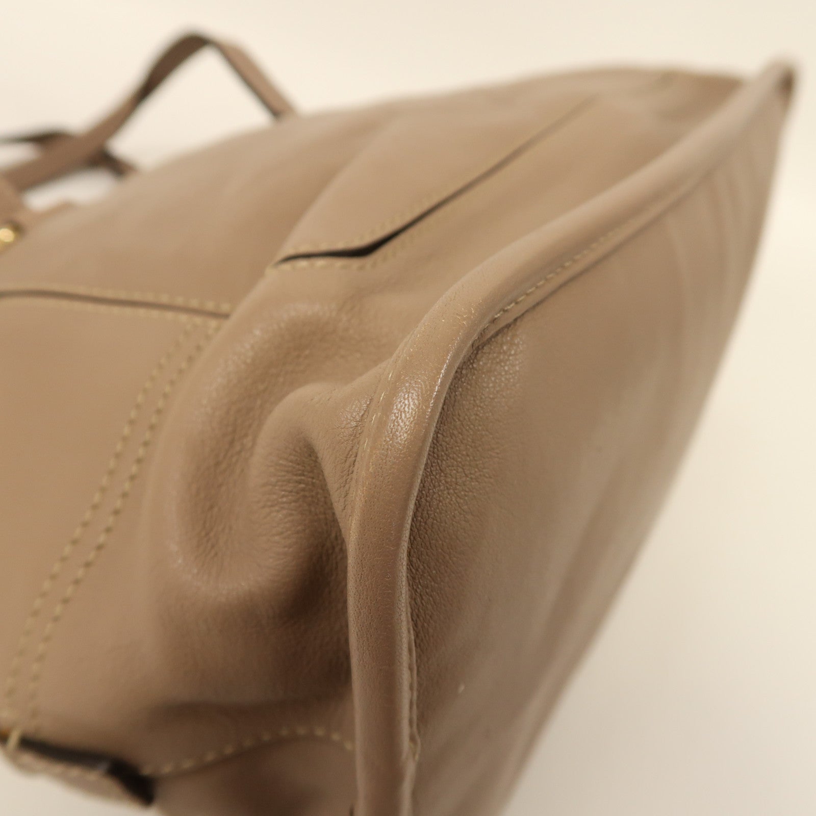 LOEWE 牛皮皮革Shoulder Tote金扣手挽袋啡色