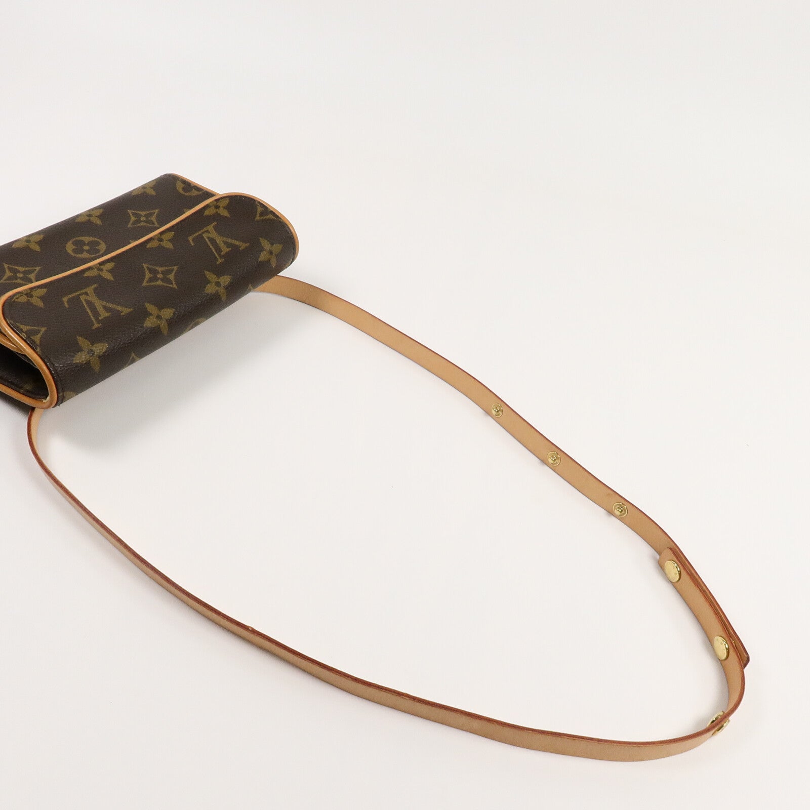 LOUIS VUITTON Monogram Pochette Florentine金扣腰包棕色
