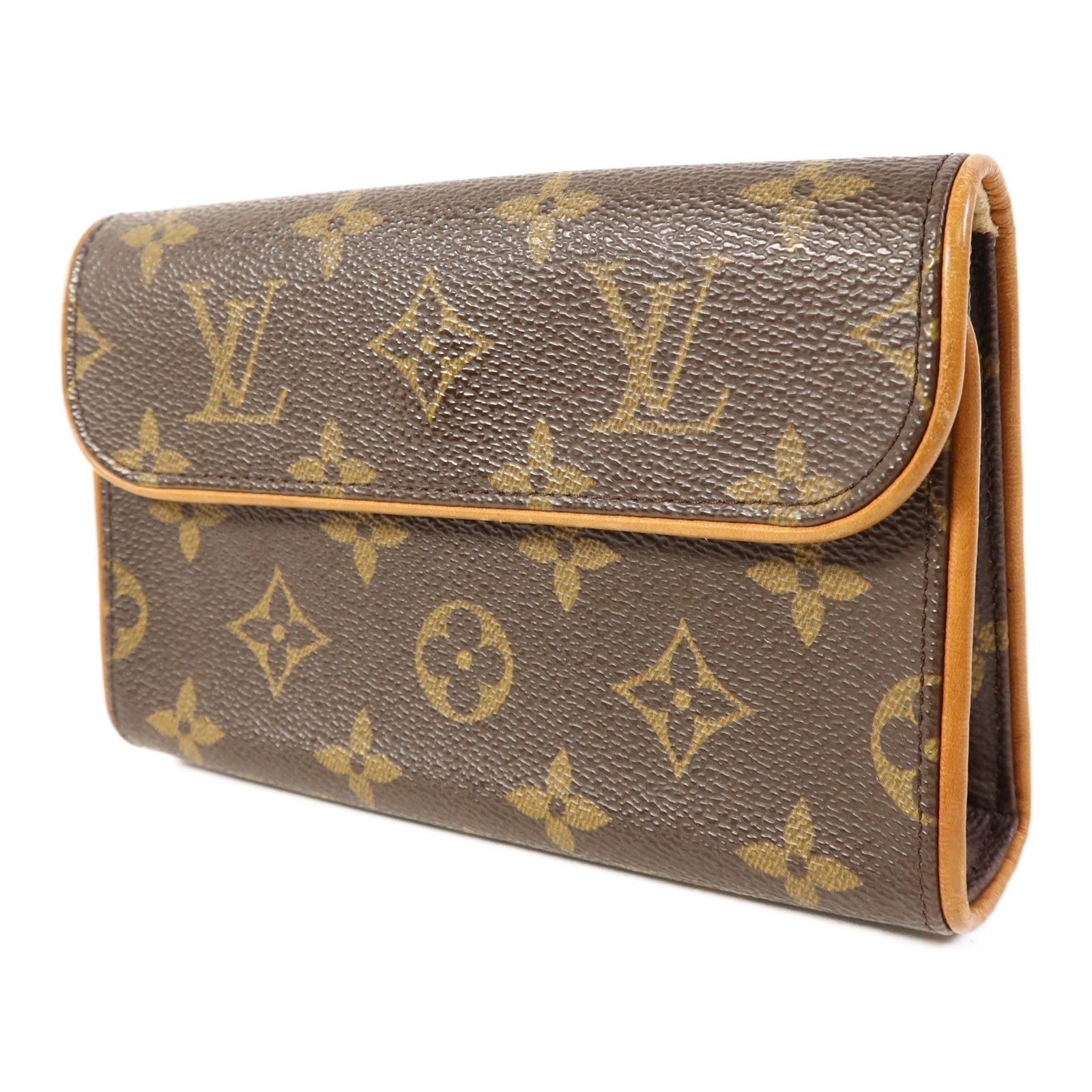 LOUIS VUITTON Monogram Pochette Florentine金扣腰包棕色
