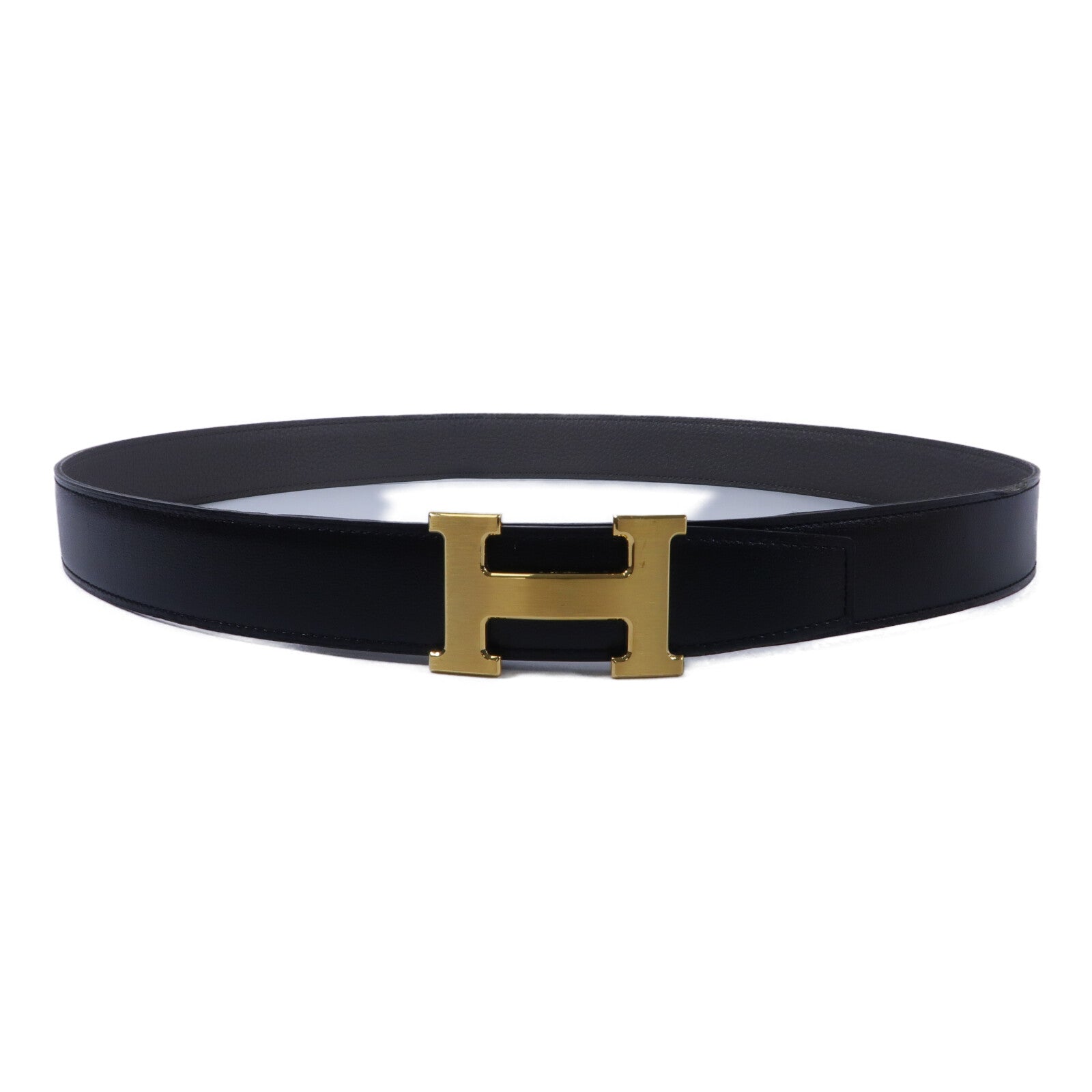 HERMES Togo/Swift皮革H Buckle &Reversible Belt皮帶Noir/Etain