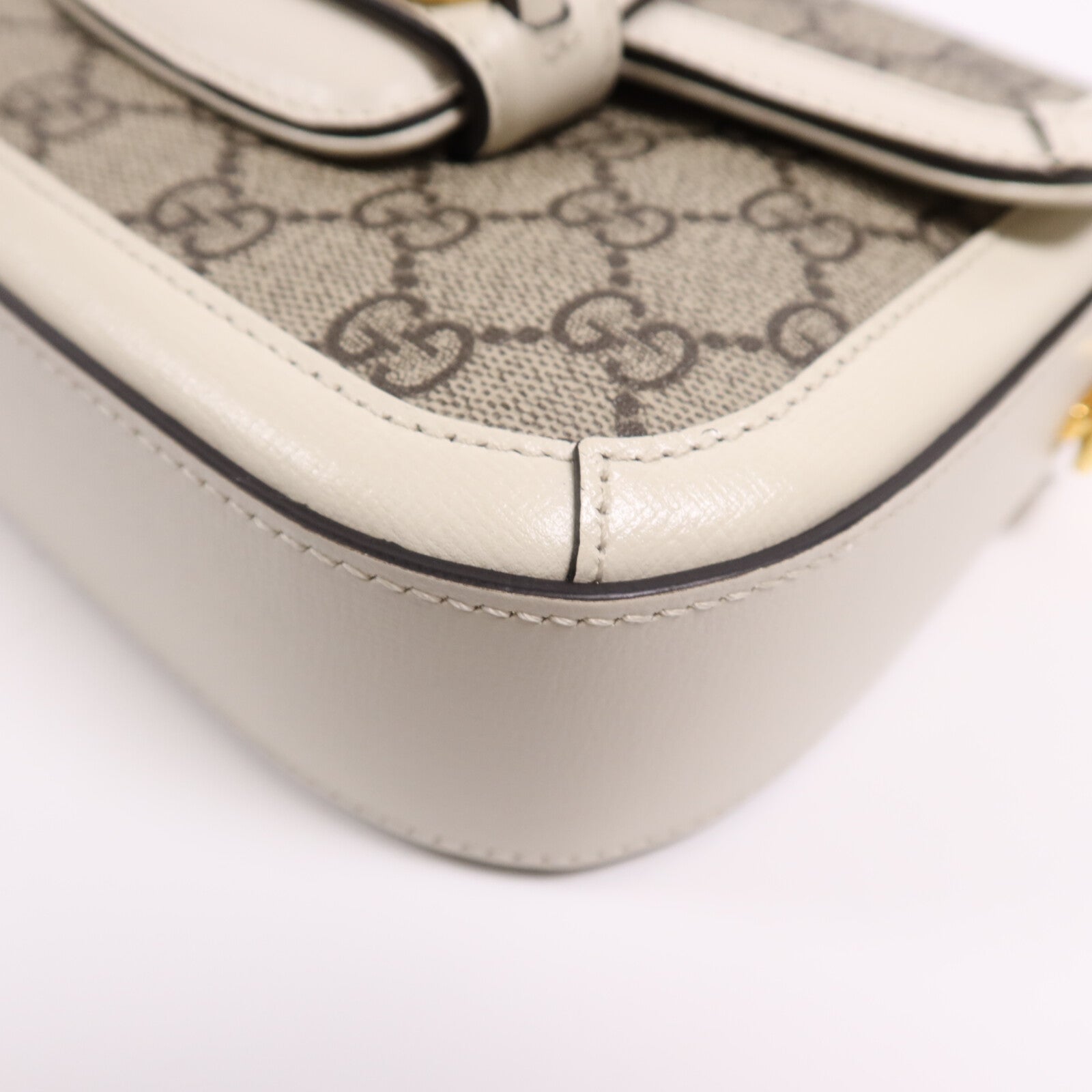 GUCCI 塗層帆布/牛皮皮革Horsebit 1955金扣肩背袋