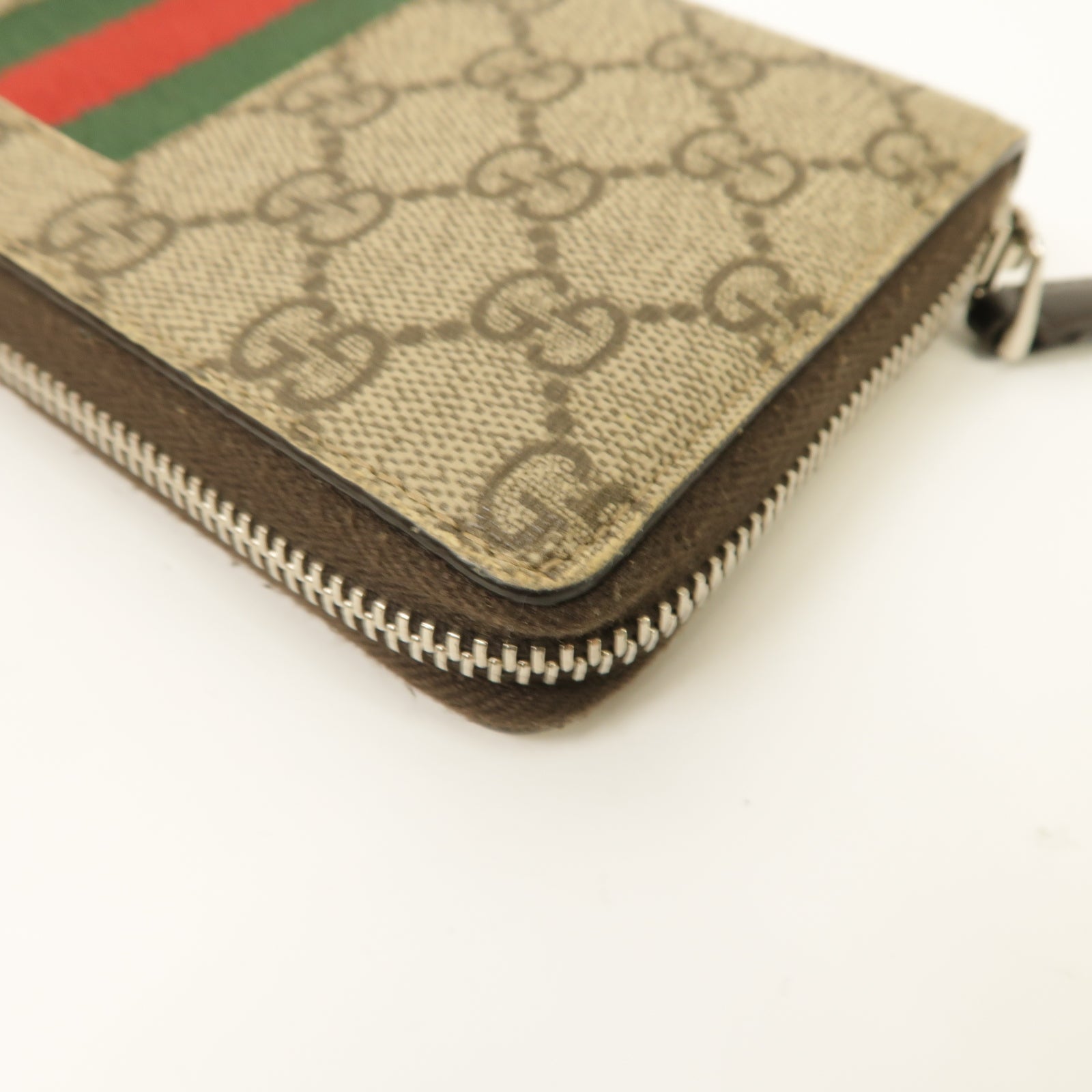 GUCCI 【激減優惠】塗層帆布Zipped Long Wallet銀扣長錢包棕色