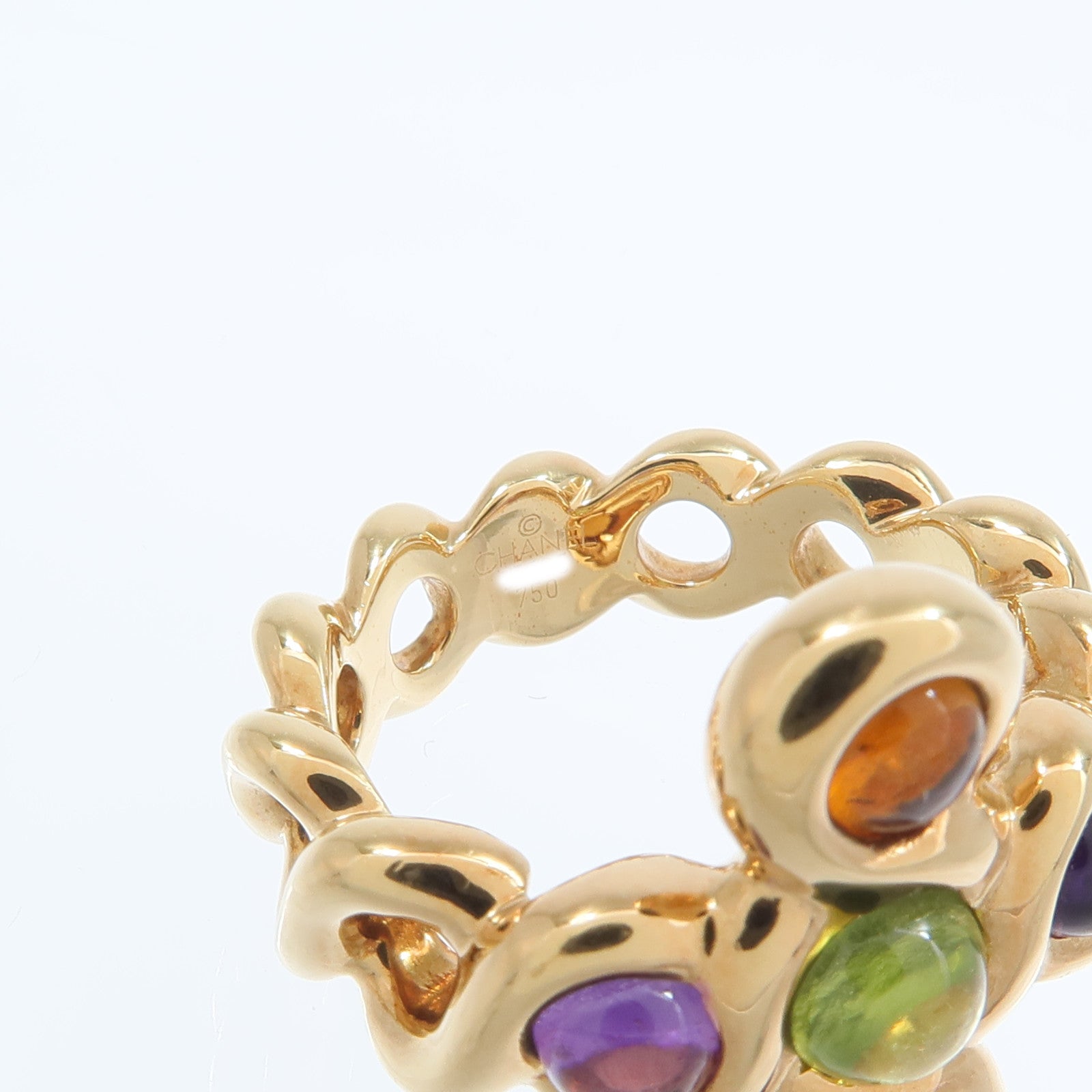 CHANEL 18K黃金Color Stone Ring彩色寶石戒指