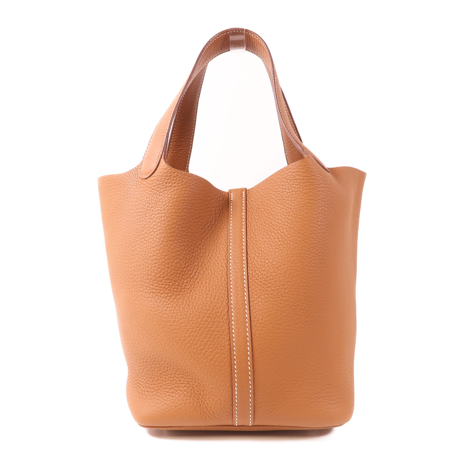 HERMES Clemence皮革Picotin MM銀扣手挽袋Gold