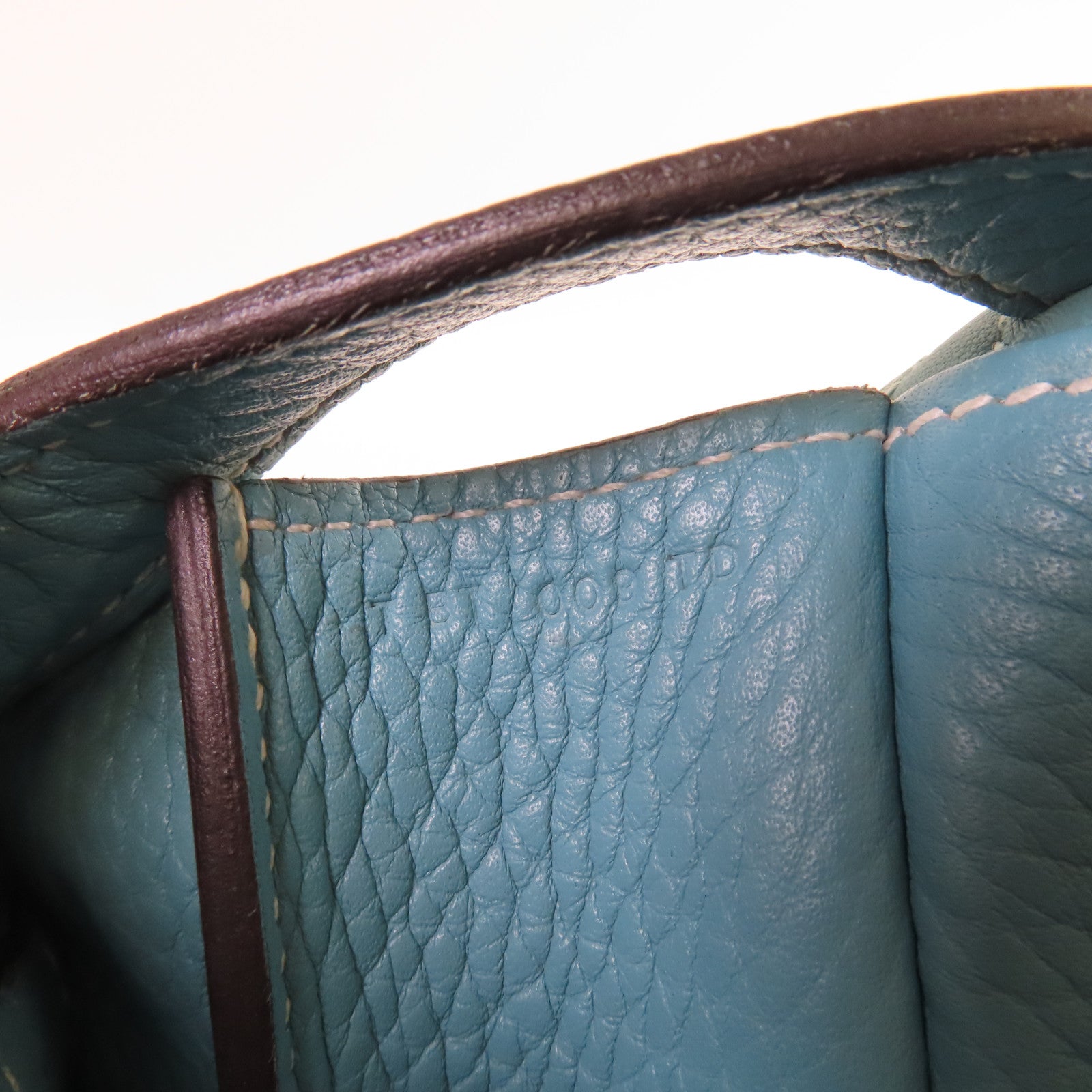 HERMES 【激減優惠】Clemence皮革Halzan 31 2Way Shoulder Bag銀扣手挽肩背兩用袋Bleu Jean牛仔藍色