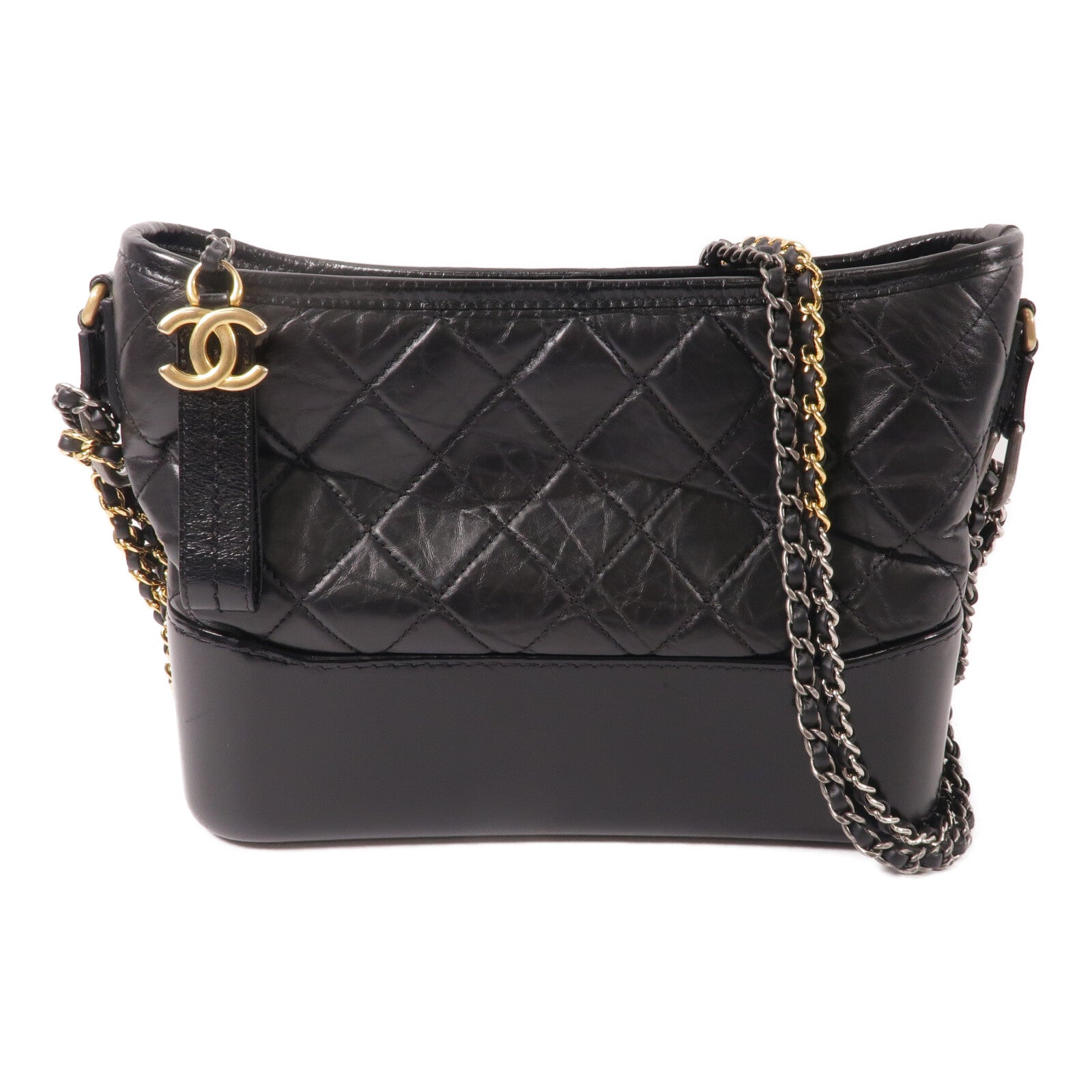 CHANEL 牛皮皮革Gabrielle Medium鏈帶肩背袋