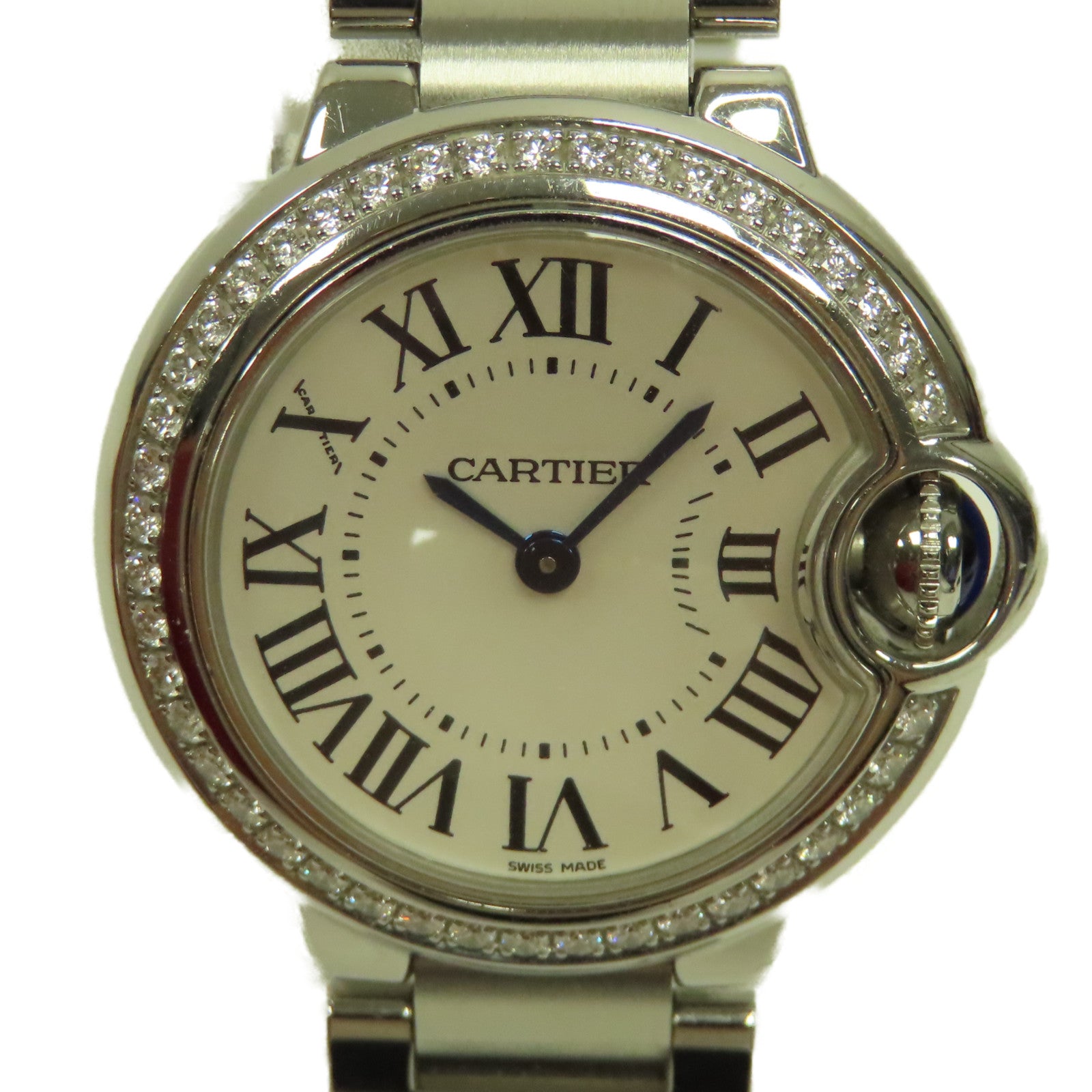 CARTIER Ballon Bleu 28mm不鏽鋼手錶石英機芯白色