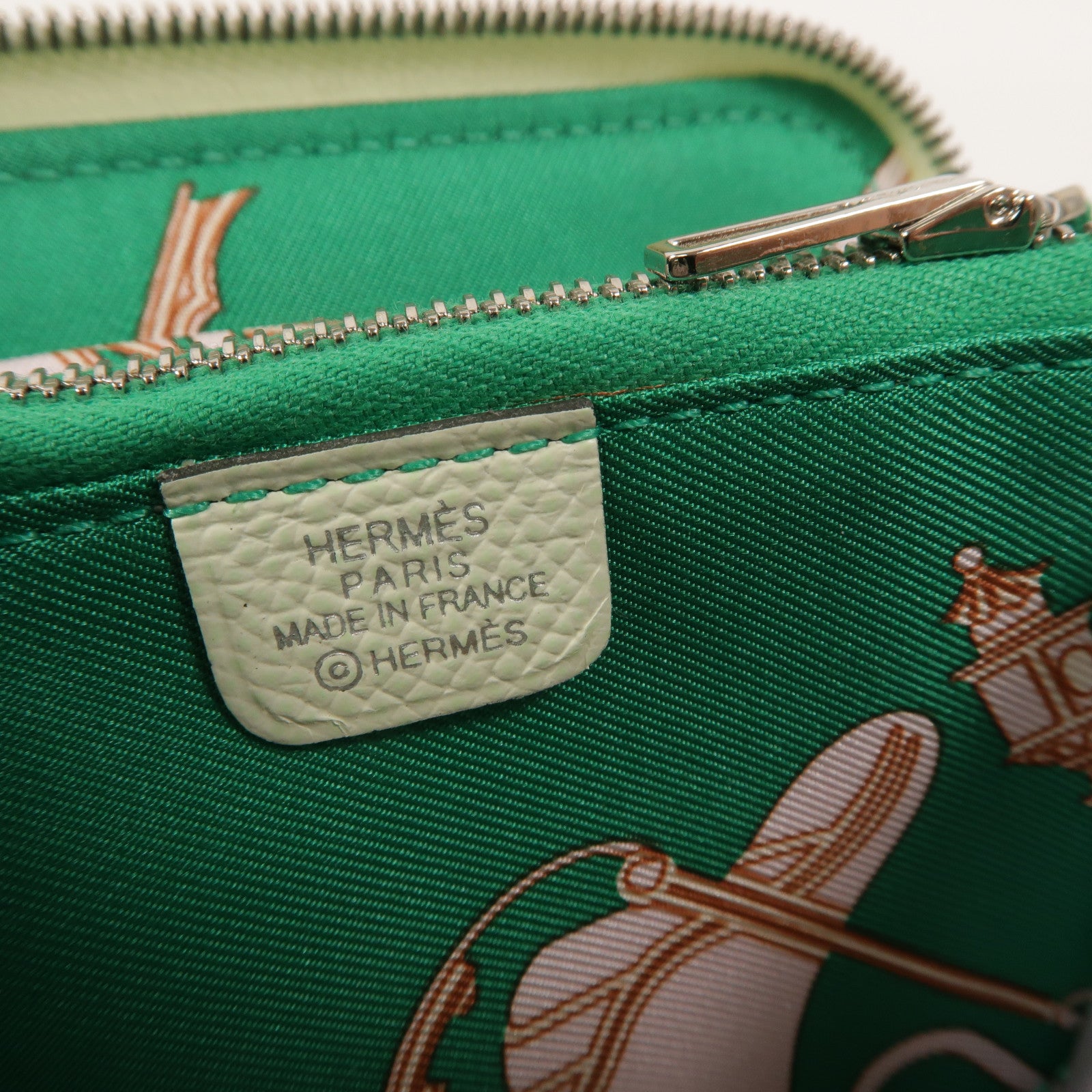 HERMES Epsom皮革Silk In Compact Wallet錢包Vert Fizz