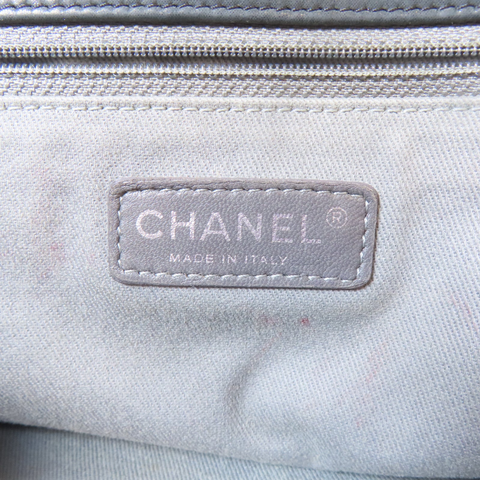 CHANEL 羊皮皮革Chain Shoulder Bag銀扣鏈帶肩背袋灰色