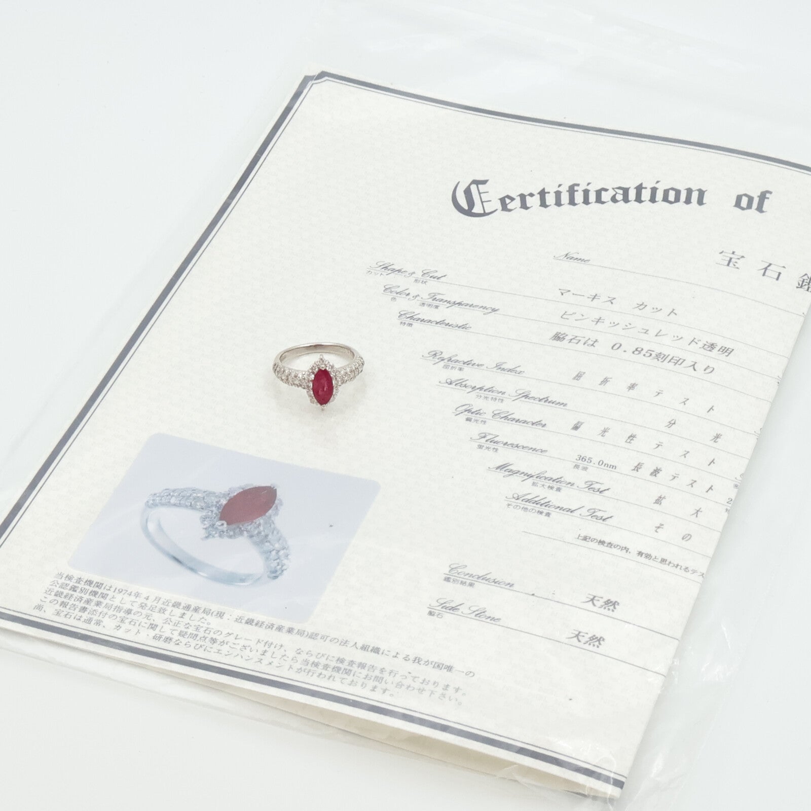 JEWELRY PT900鉑金/紅寶石Ruby鑽石戒指