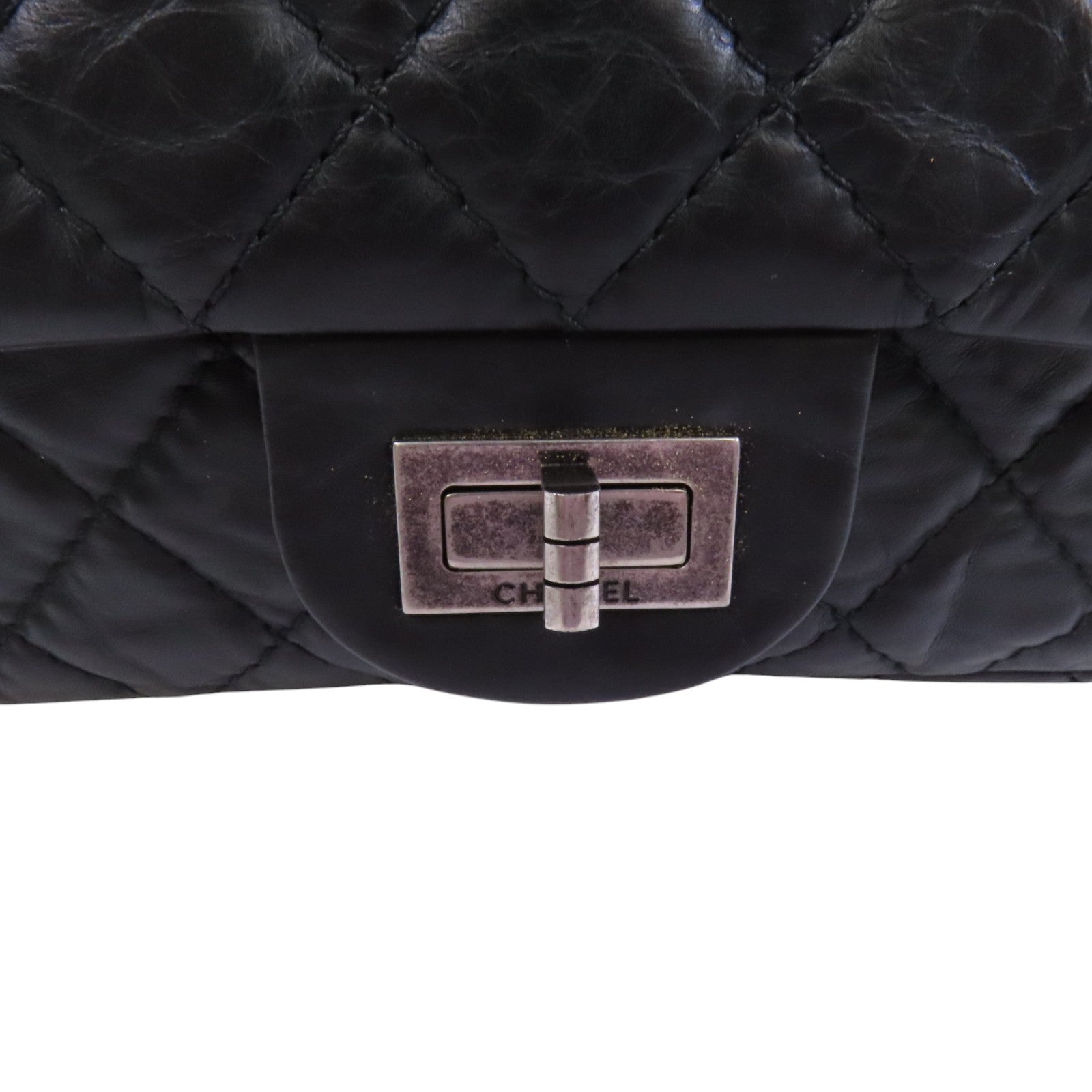 CHANEL 牛皮皮革2.55 24cm銀扣鏈帶肩背袋