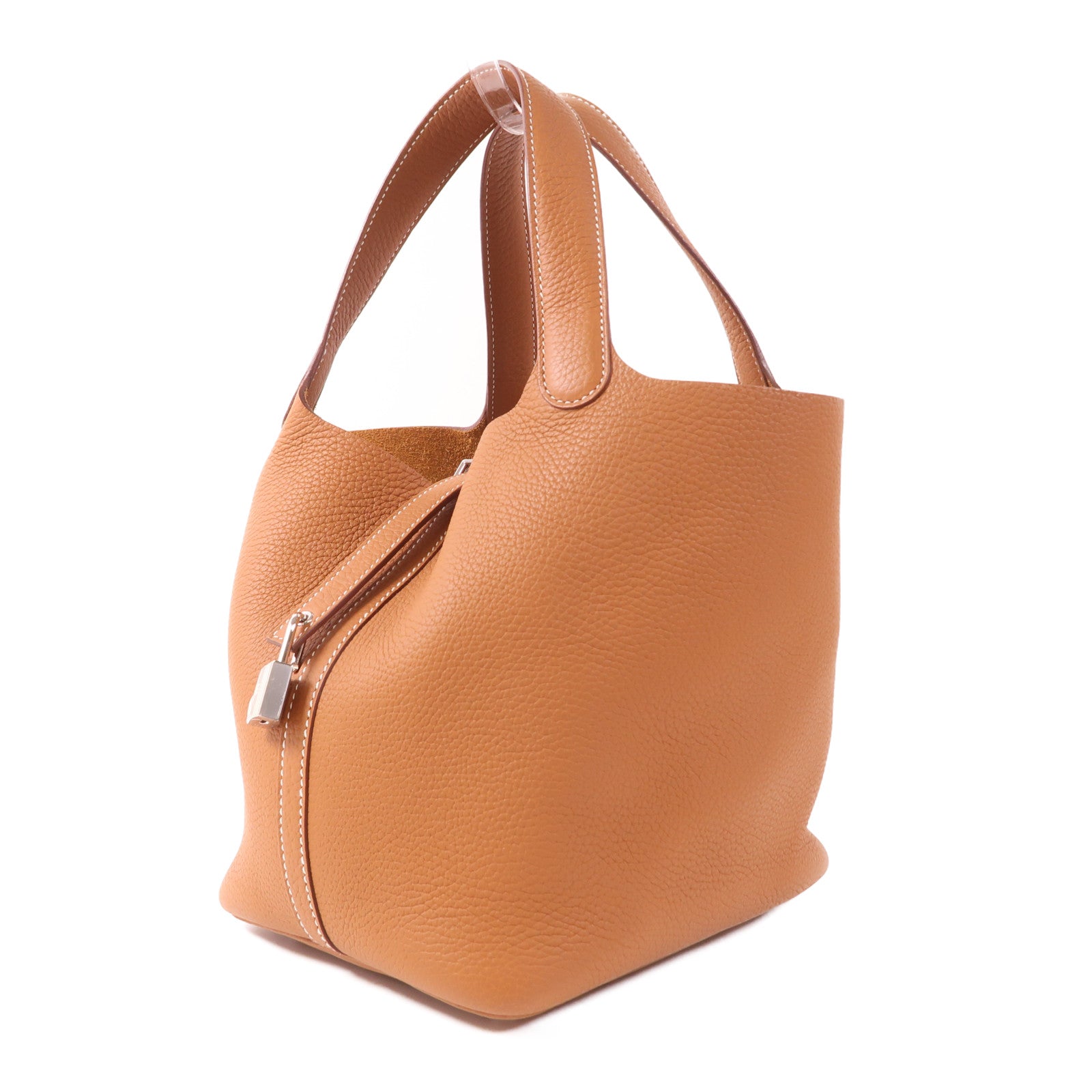 HERMES Clemence皮革Picotin MM銀扣手挽袋Gold