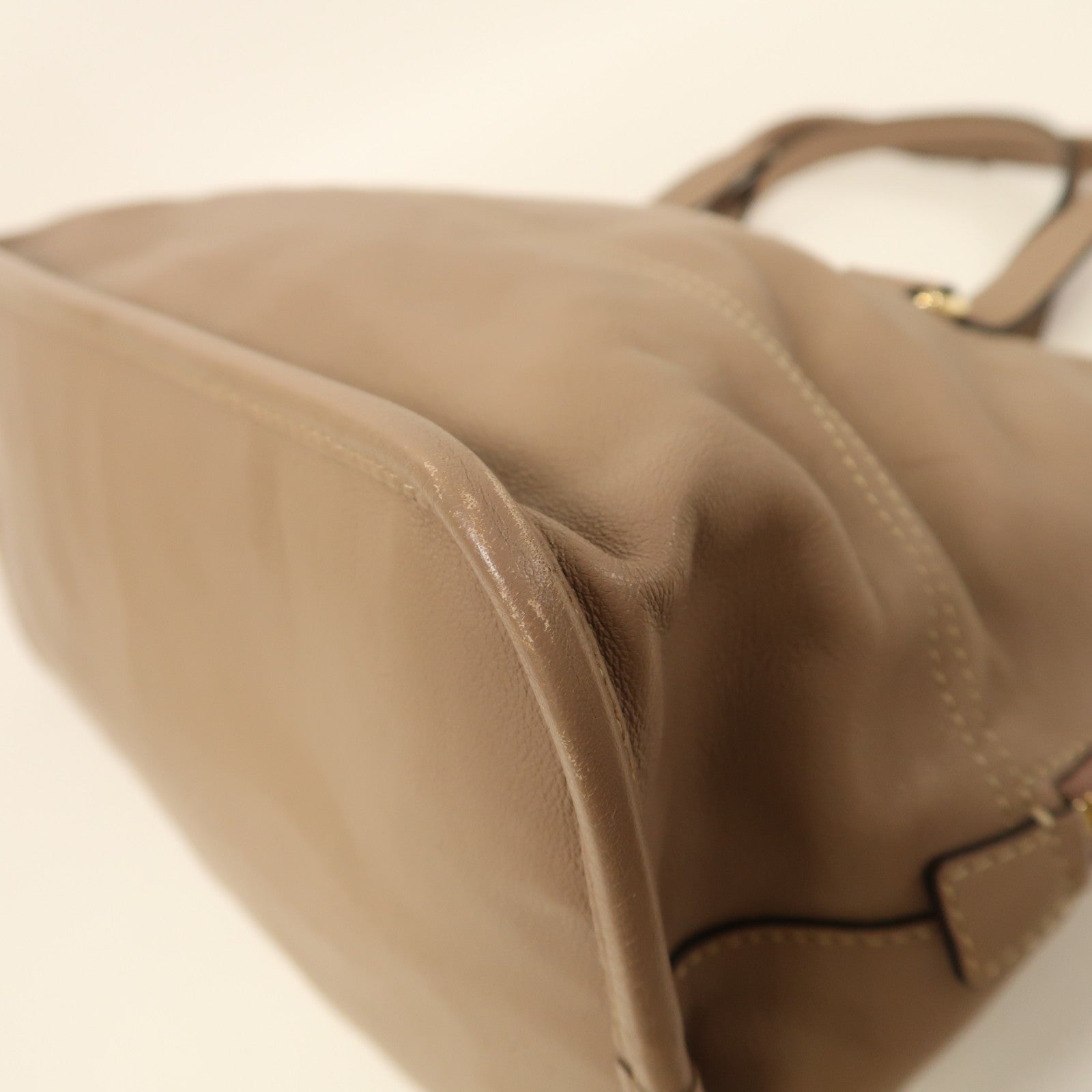 LOEWE 牛皮皮革Shoulder Tote金扣手挽袋啡色