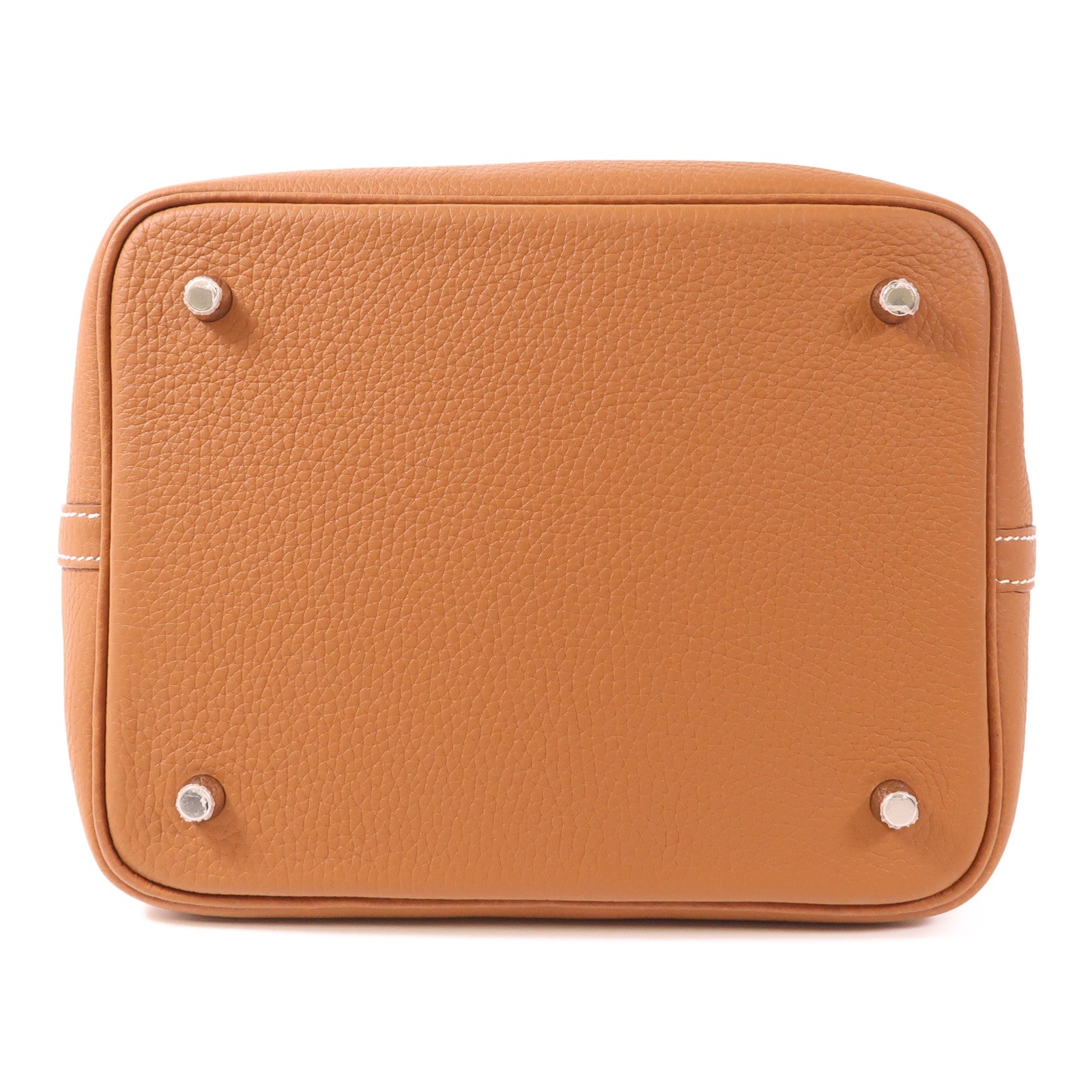 HERMES Clemence皮革Picotin MM銀扣手挽袋Gold