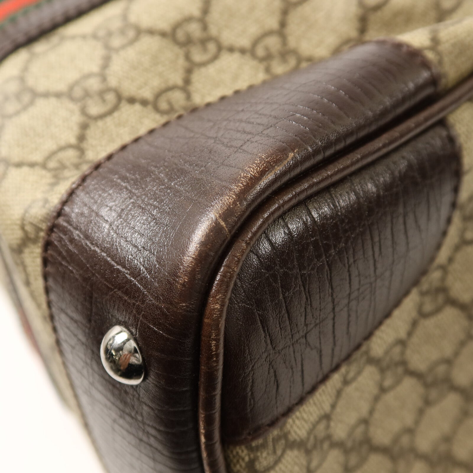 GUCCI 塗層帆布Boston Bag銀扣手挽袋