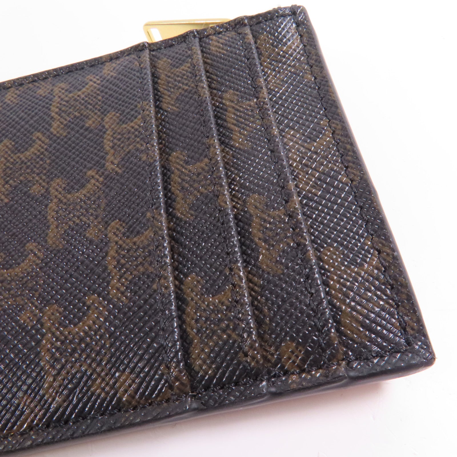 CELINE 塗層帆布/牛皮皮革Card Holder金扣卡片套