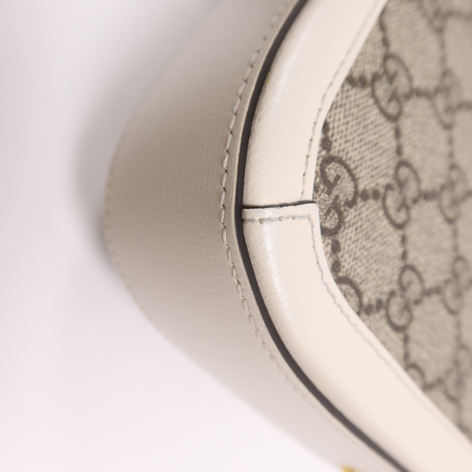 GUCCI 塗層帆布/牛皮皮革Horsebit 1955金扣肩背袋