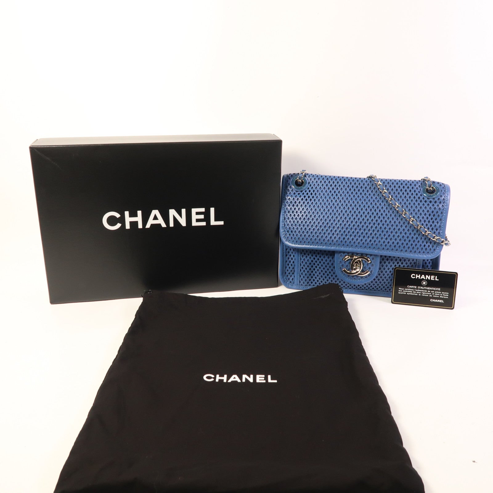 CHANEL 牛皮皮革Chain Shoulder銀扣鏈帶肩背袋