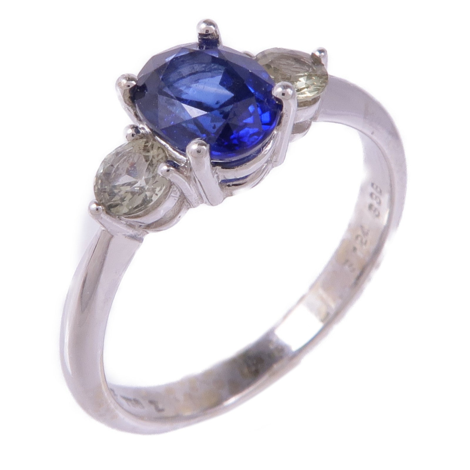 JEWELRY 18K白金Sapphire Diamond Ring藍寶石/鑽石戒指US#6.25