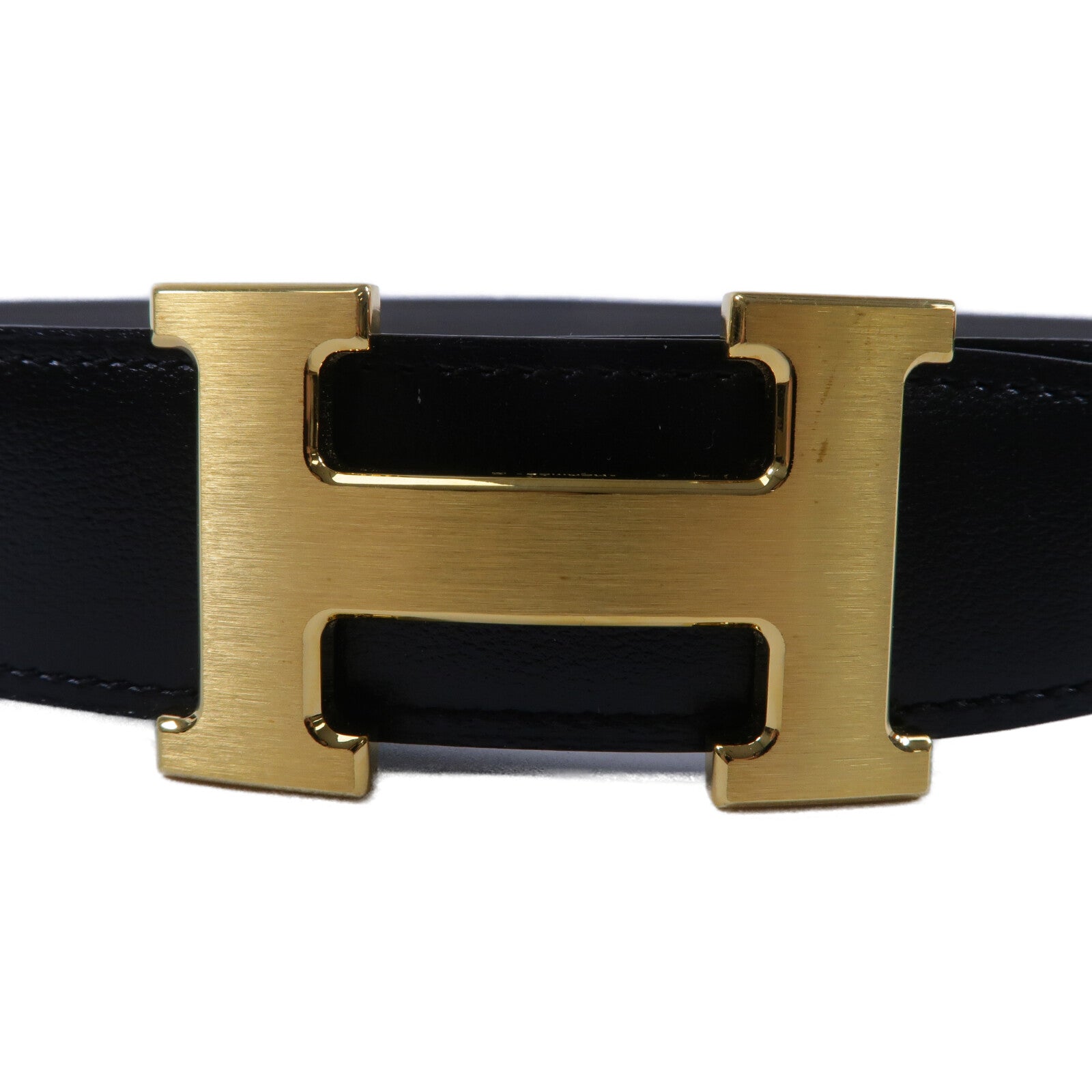 HERMES Togo/Swift皮革H Buckle &Reversible Belt皮帶Noir/Etain