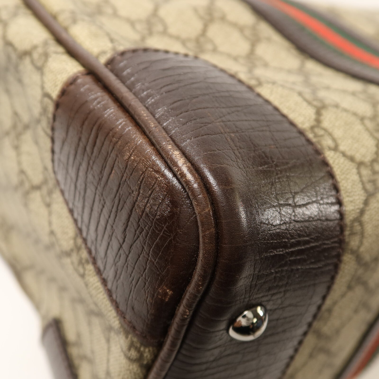 GUCCI 塗層帆布Boston Bag銀扣手挽袋