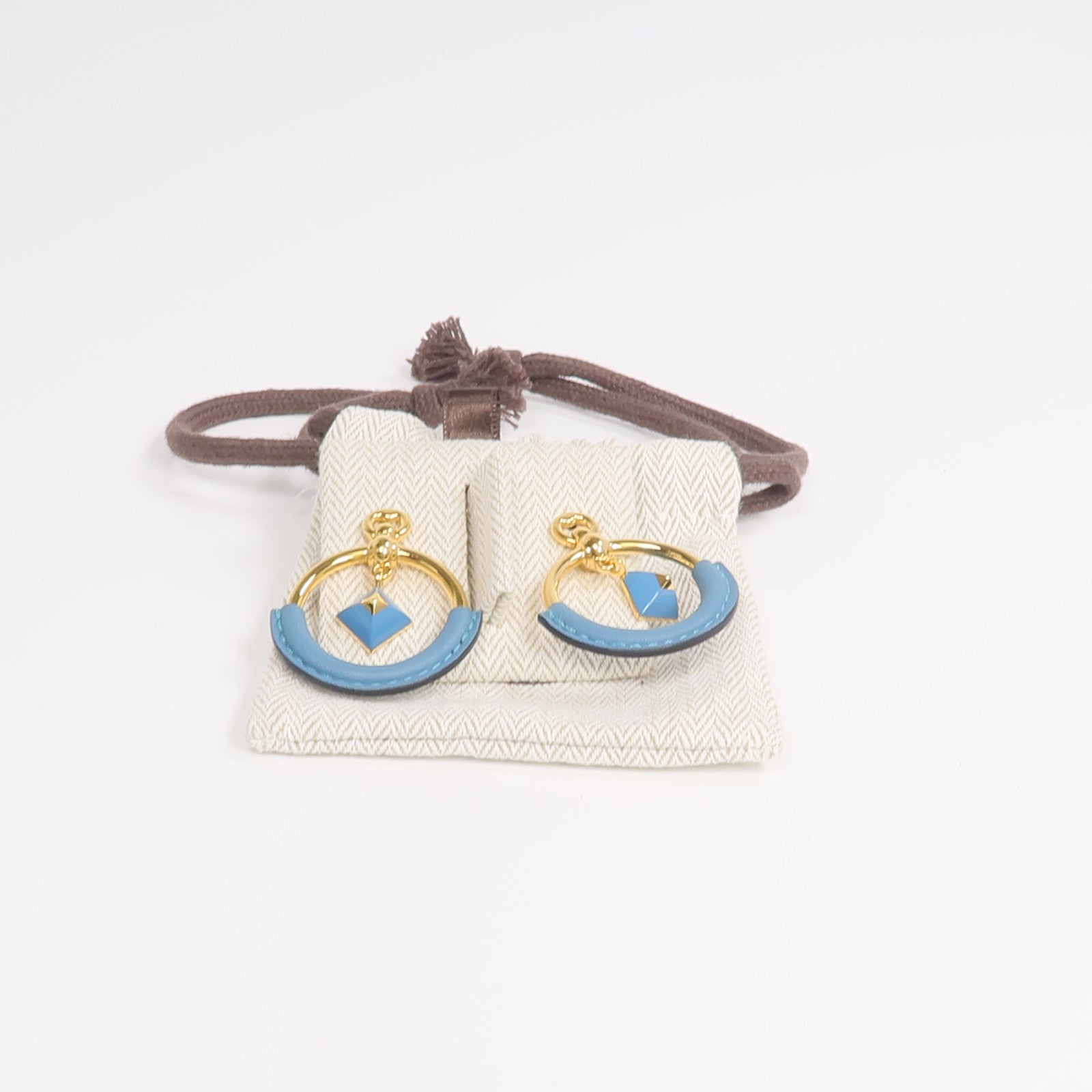 HERMES 金屬/Swift皮革Loop Medor Earrings耳環