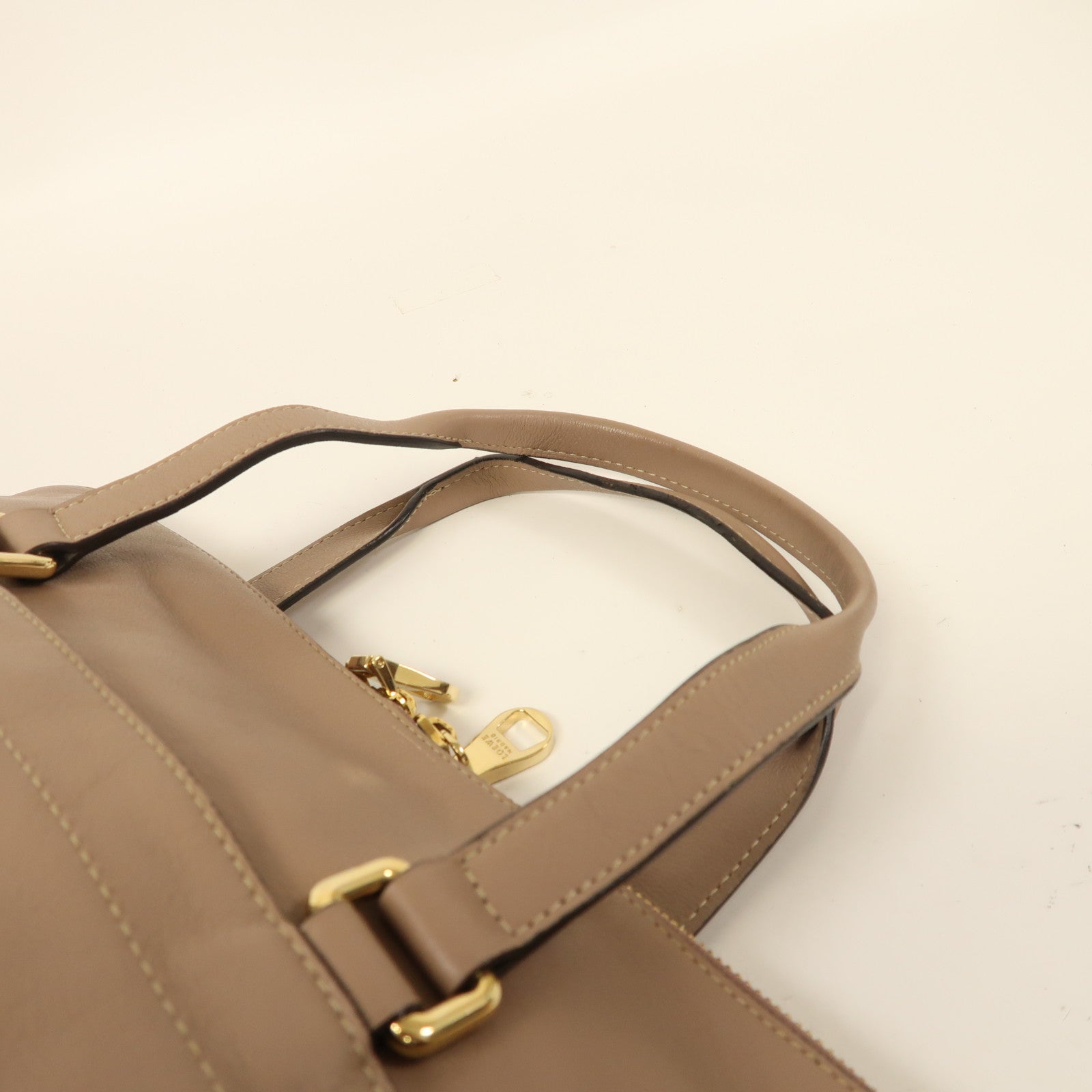 LOEWE 牛皮皮革Shoulder Tote金扣手挽袋啡色