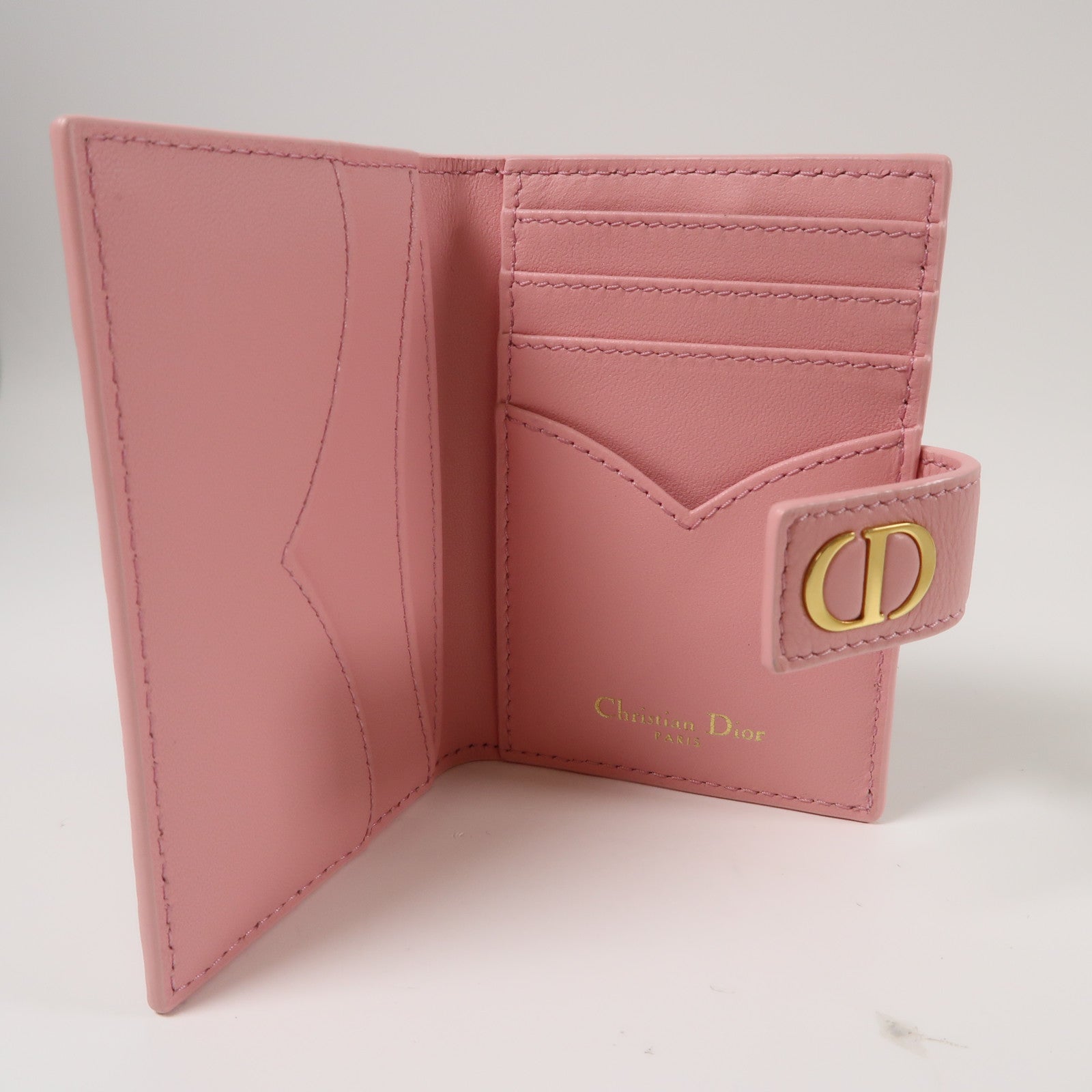 Dior 羊皮皮革Card Case金扣卡片套粉紅色